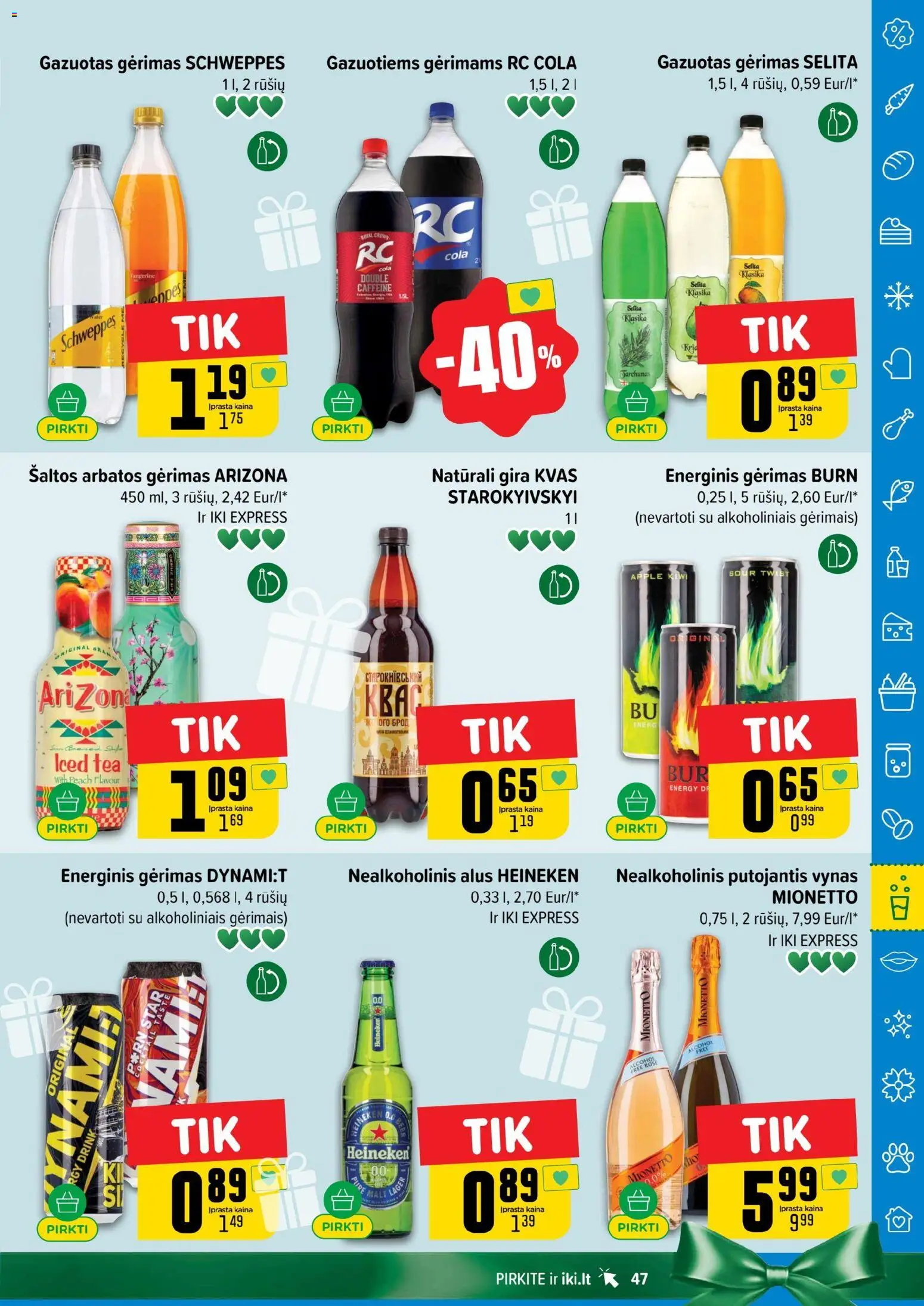 IKI akcijos nuo 27.10.2025 | Puslapis: 47 | Prekių: Nealkoholinis alus, Energinis gėrimas, Vynas, Alus