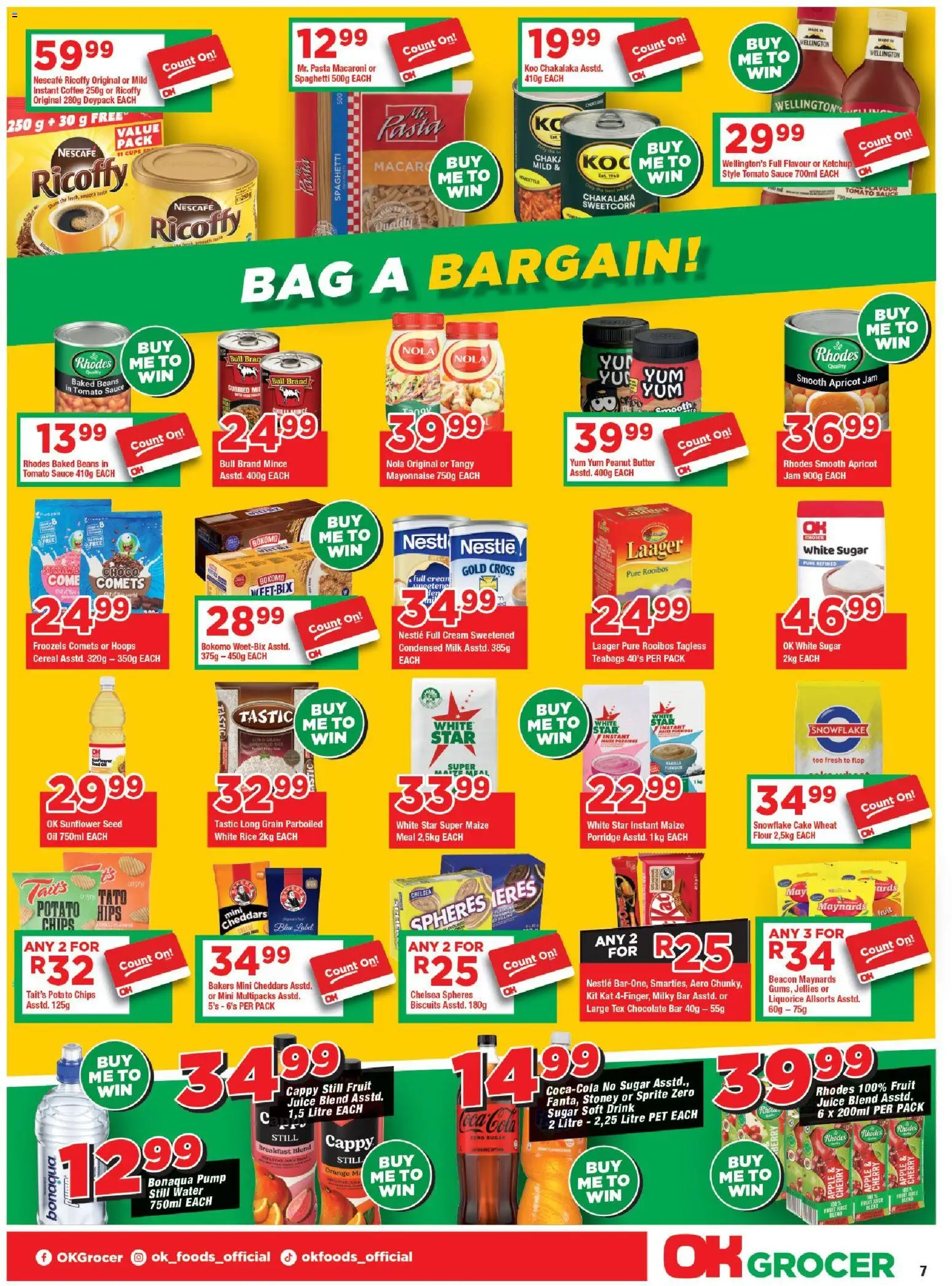New OK Foods catalogue – valid from 05.01.2026 | Page: 7 | Products: Cake, Baked beans, Milk, Chips