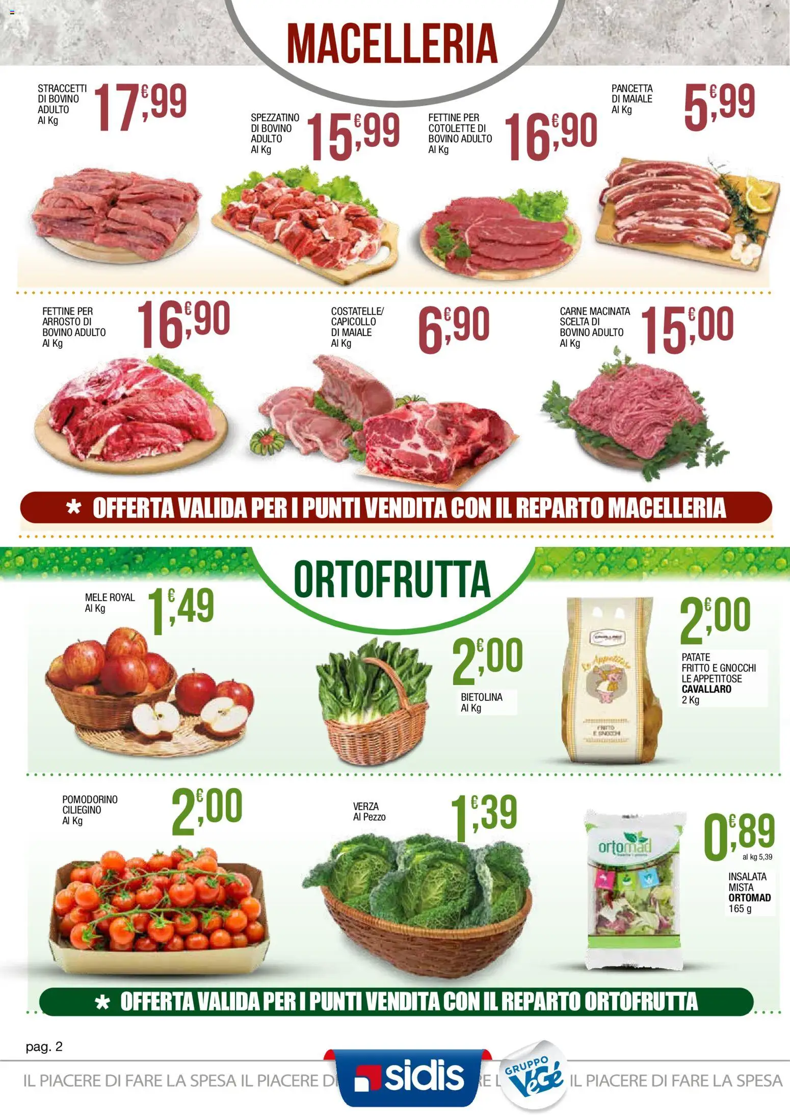 Volantino Sidis del 23.02.2026 | Pagina: 2 | Prodotti: Maiale, Mele, Patate, Gnocchi