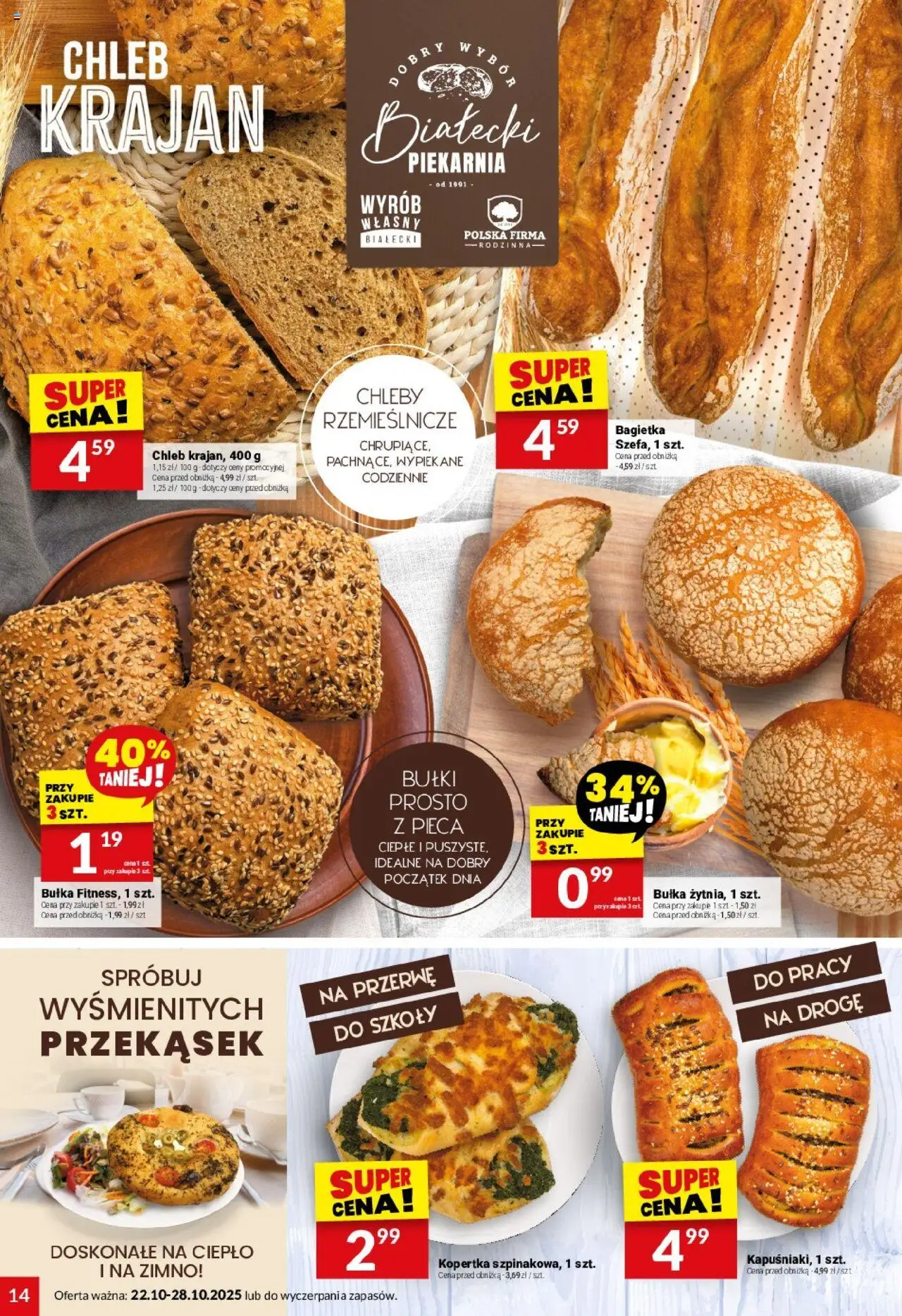 Twój Market Gazetka od 22.10.2025 | Strona: 14 | Produkty: Piekarnia, Bułka, Bagietka, Chleb