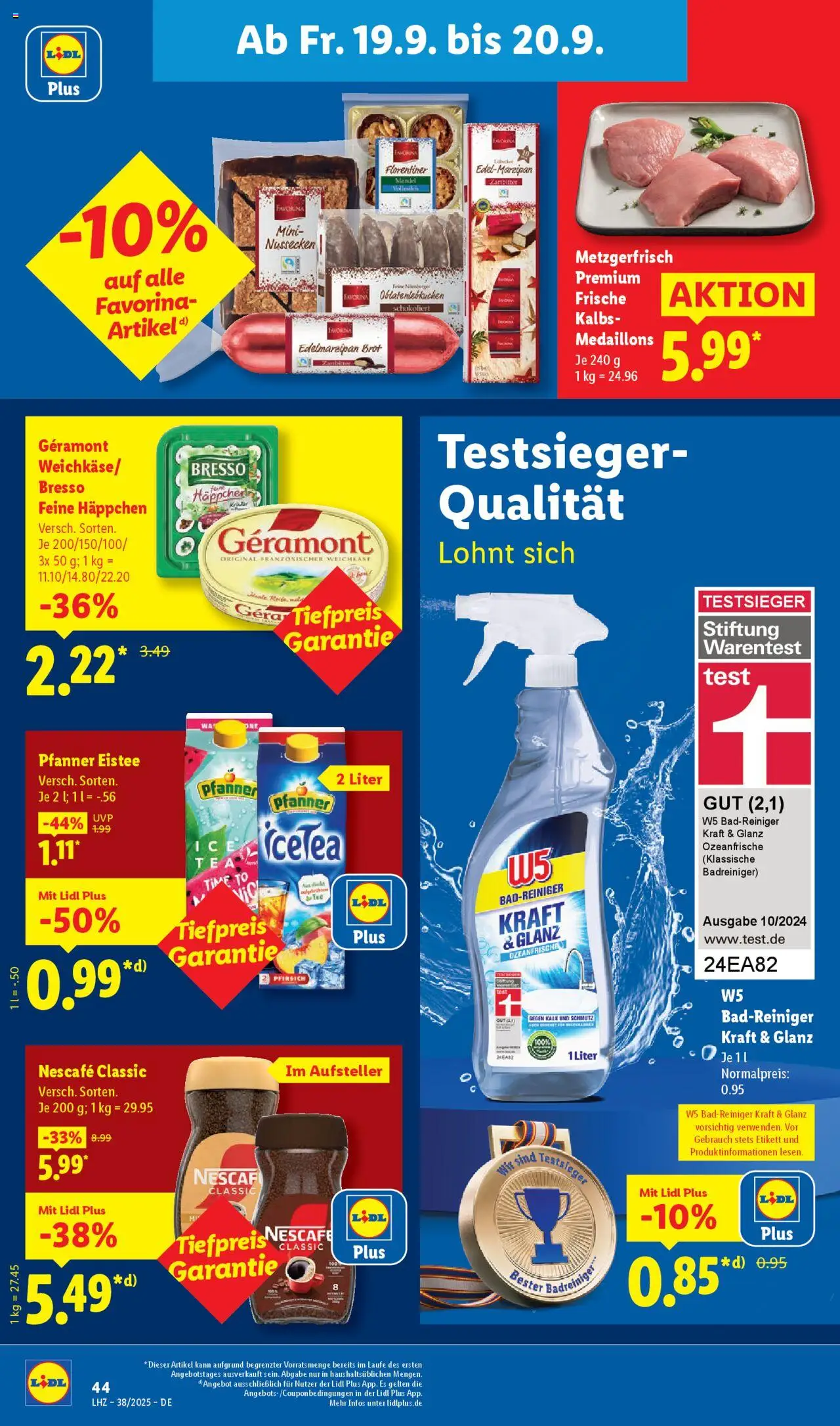 Lidl Prospekt 	 – gültig ab 15.09.2025 | Seite: 66 | Produkte: Geramont, Pfanner eistee, Nescafe classic, Pfirsich
