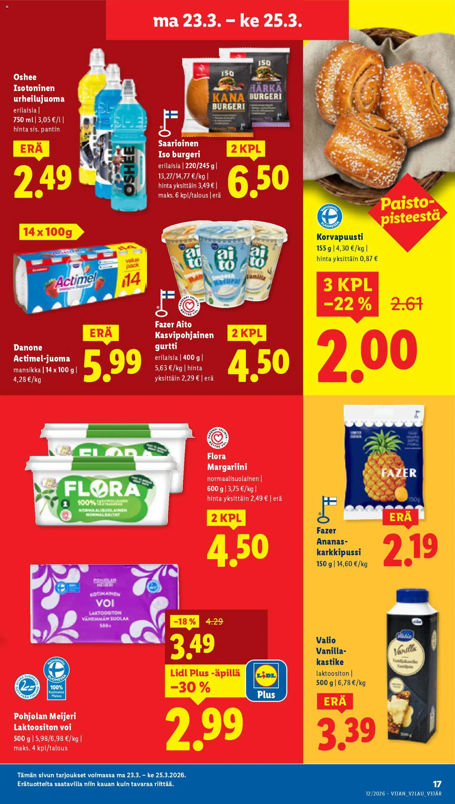 Lidl tarjoukset - Tampere – voimassa 19.03.2026 alkaen | Sivu: 23 | Tuotteet: Margariini, Kana, Voi, Ananas