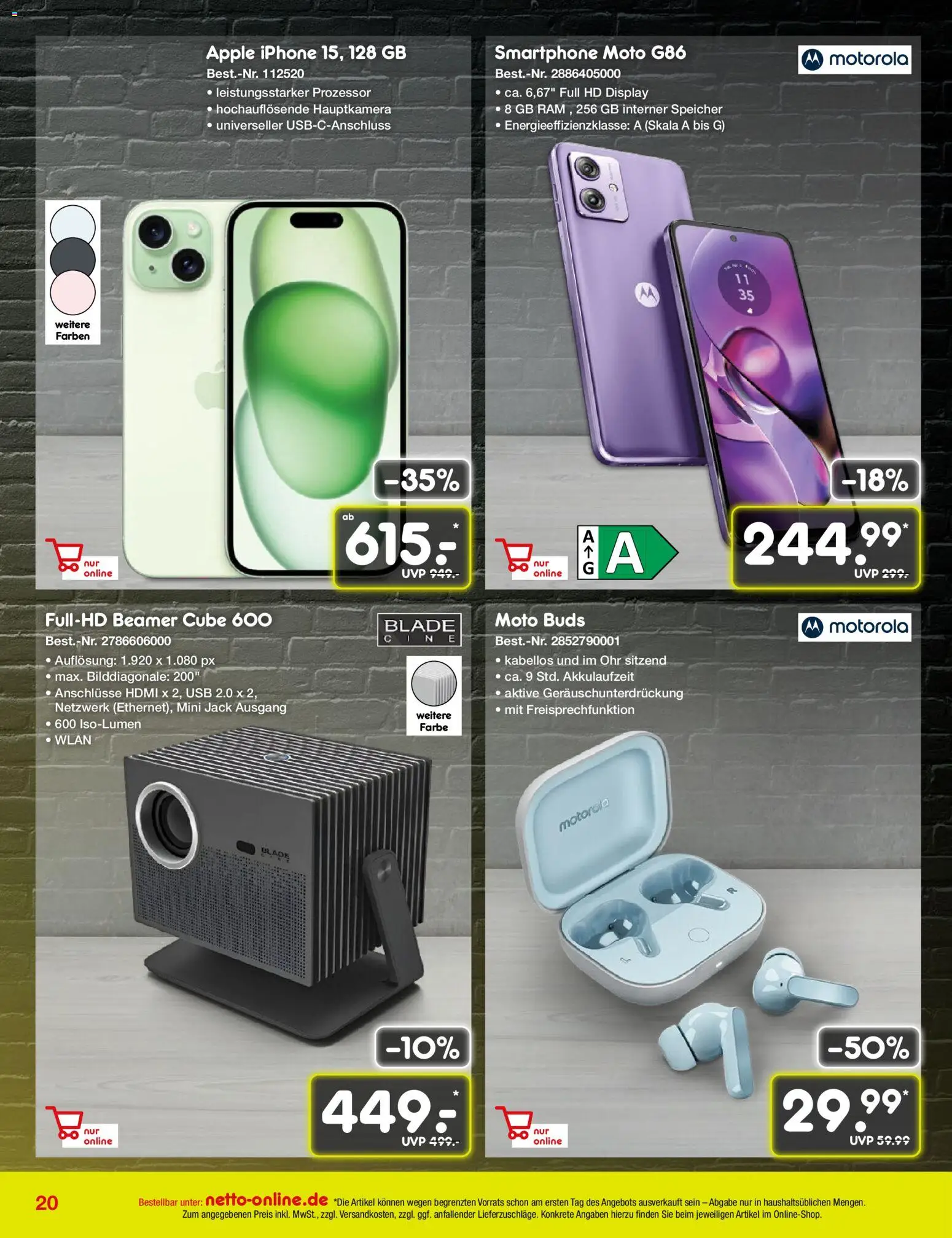 Netto Marken-Discount - Black Friday – gültig ab 01.11.2025 | Seite: 20 | Produkte: USB, Apple, Smartphone, Beamer