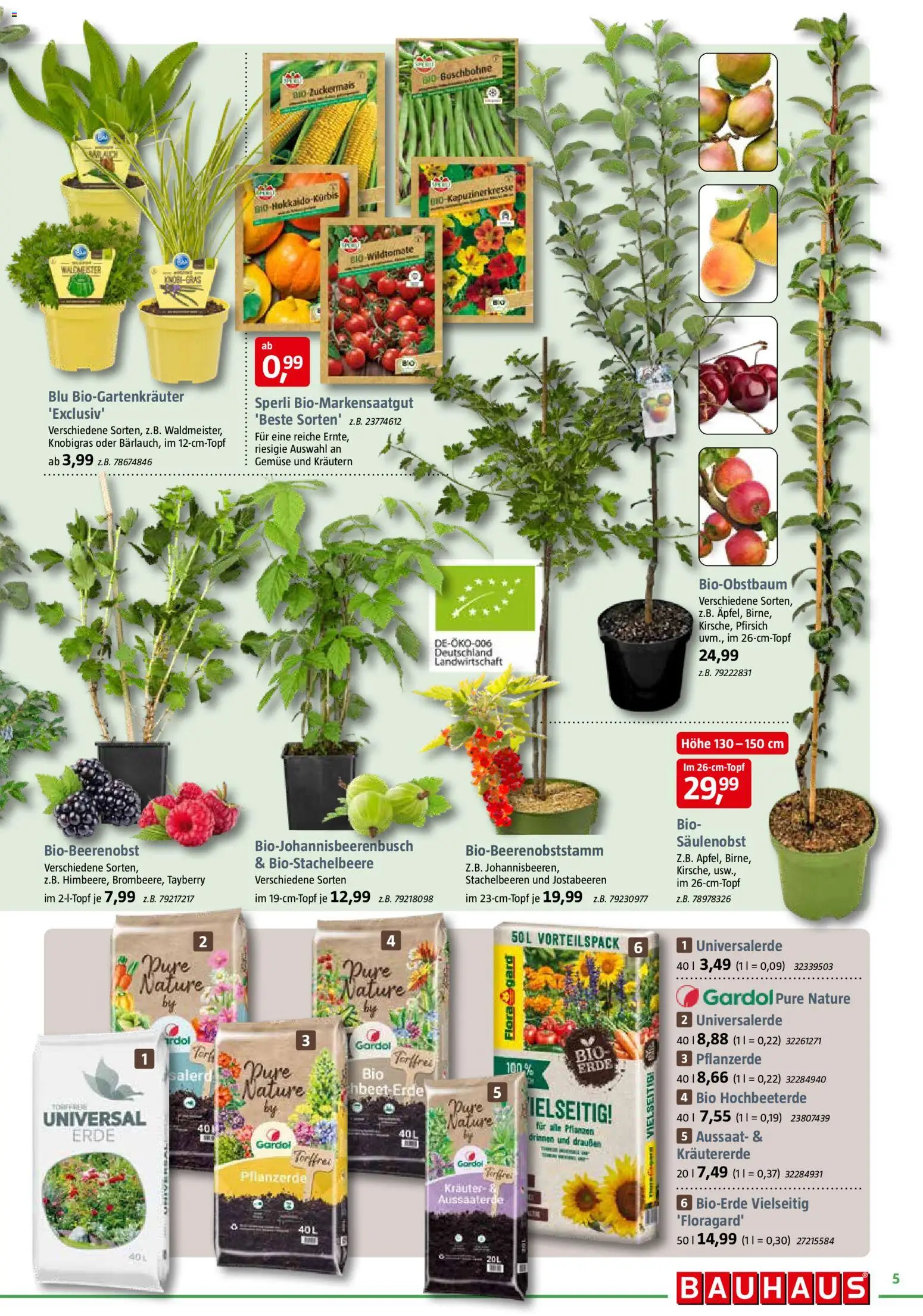 Bauhaus Prospekt 	 – gültig ab 28.02.2026 | Seite: 5 | Produkte: Pflanzerde, Gemüse, Pfirsich