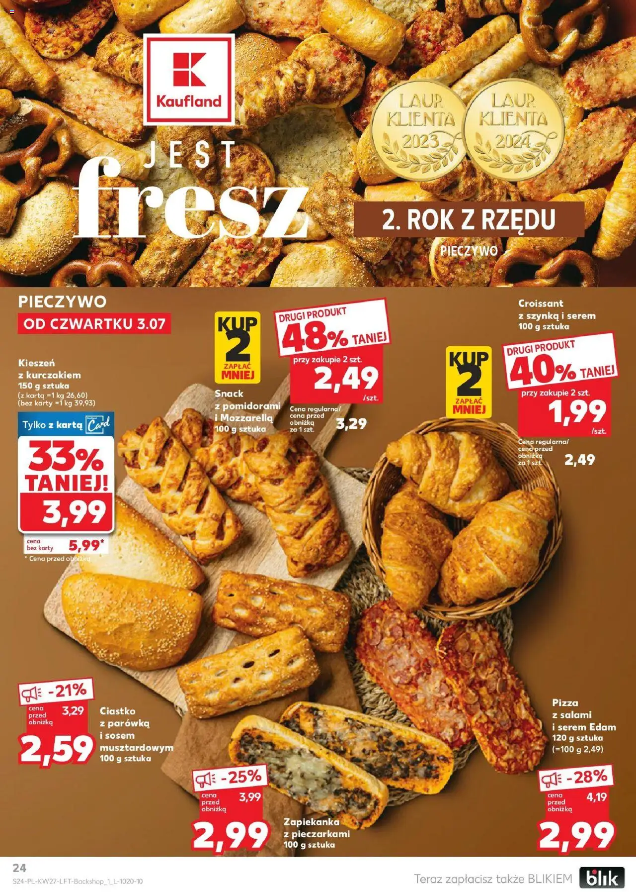 Kaufland gazetka od 03.07.2025 | Strona: 24 | Produkty: Pieczywo, Karta, Zapiekanka, Pizza