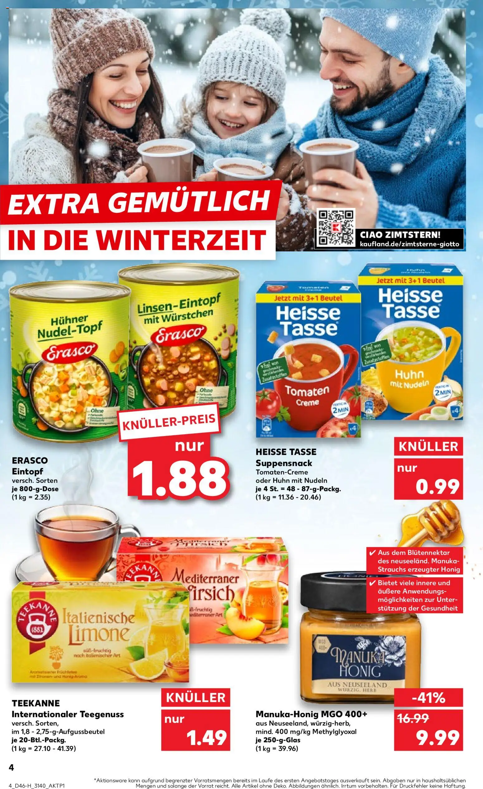 Kaufland prospekt Leipzig	 – gültig ab 13.11.2025 | Seite: 4 | Produkte: Tomaten, Creme, Teekanne, Erasco
