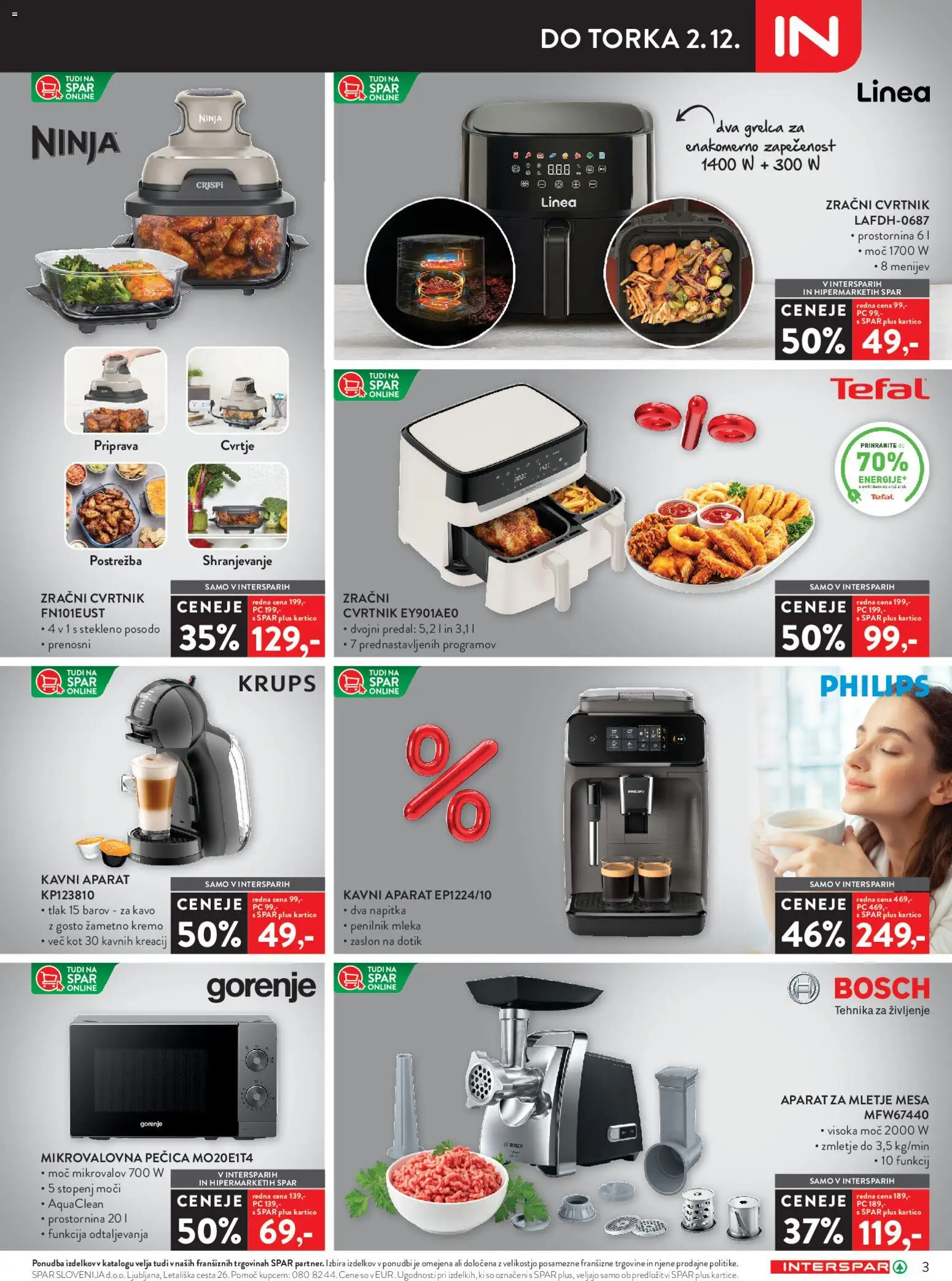 Novi Spar katalog ponudbe – veljaven od 19.11.2025 | Stran: 3 | Izdelki: Pecica, Mikrovalovna pecica, Aparat za mletje