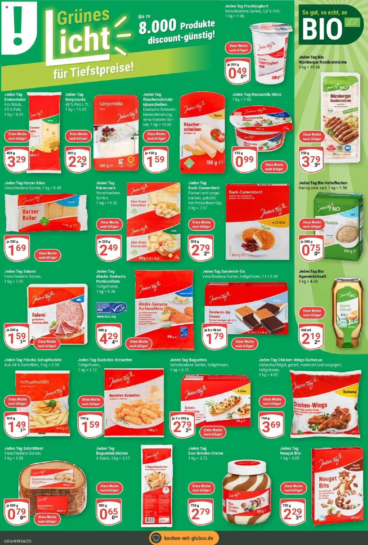 Globus prospekt Grünstadt	 - gültig ab dem 17.08.2025 | Seite: 5 | Produkte: Käse, Fruchtjoghurt, Salami, Flocken