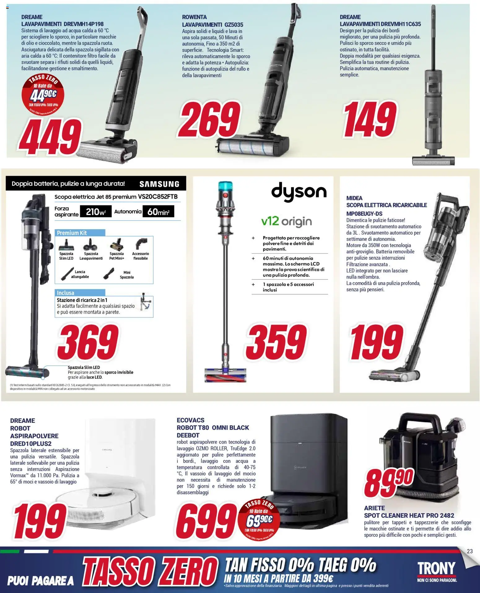 Volantino Trony del 15.01.2026 | Pagina: 23 | Prodotti: Spazzola, Acqua, Contenitore, Aspirapolvere