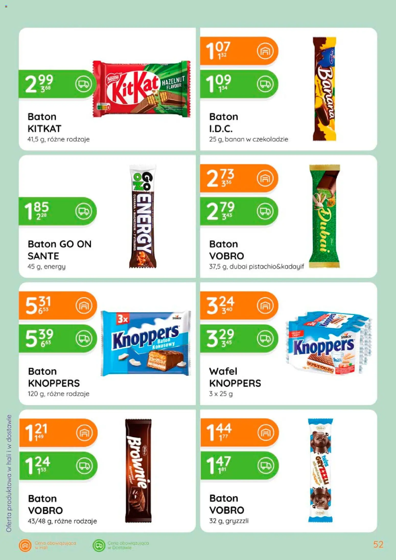 Eurocash gazetka od 02.04.2026 | Strona: 52 | Produkty: Knoppers, Baton, Brownie, Banan