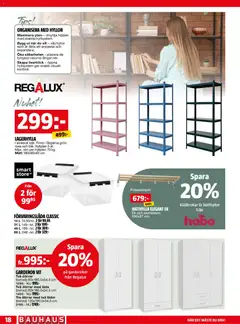 Bauhaus erbjudanden - Förhandsvisning av reklamblad från butik Bauhaus aktuell från 01.03.2026 | Sida: 18 | Produkter: Hatthylla, Garderob, Låda