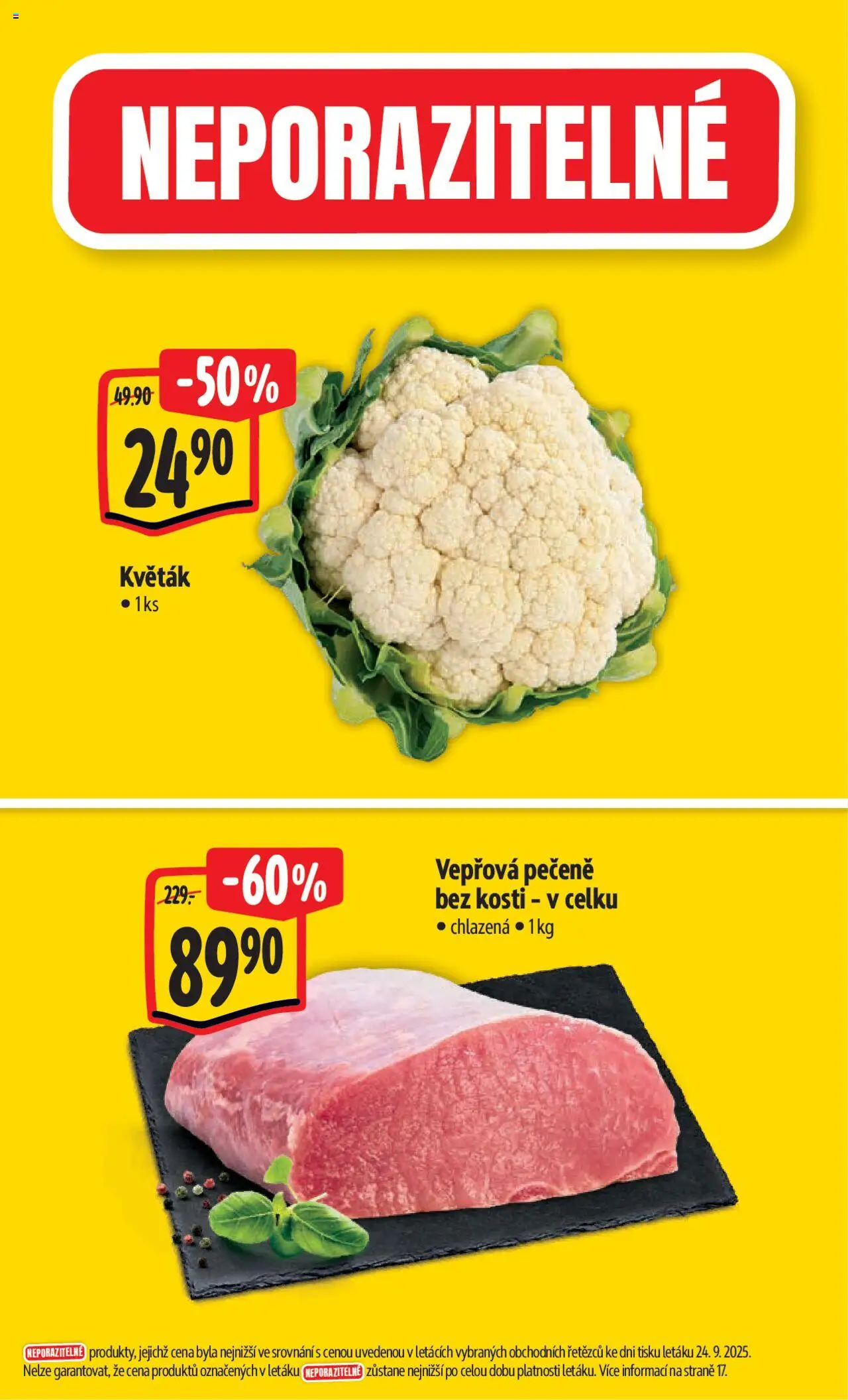 Albert leták - Hypermarket od 01.10.2025 | Strana: 2 | Produkty: Vepřová pečeně, Květák