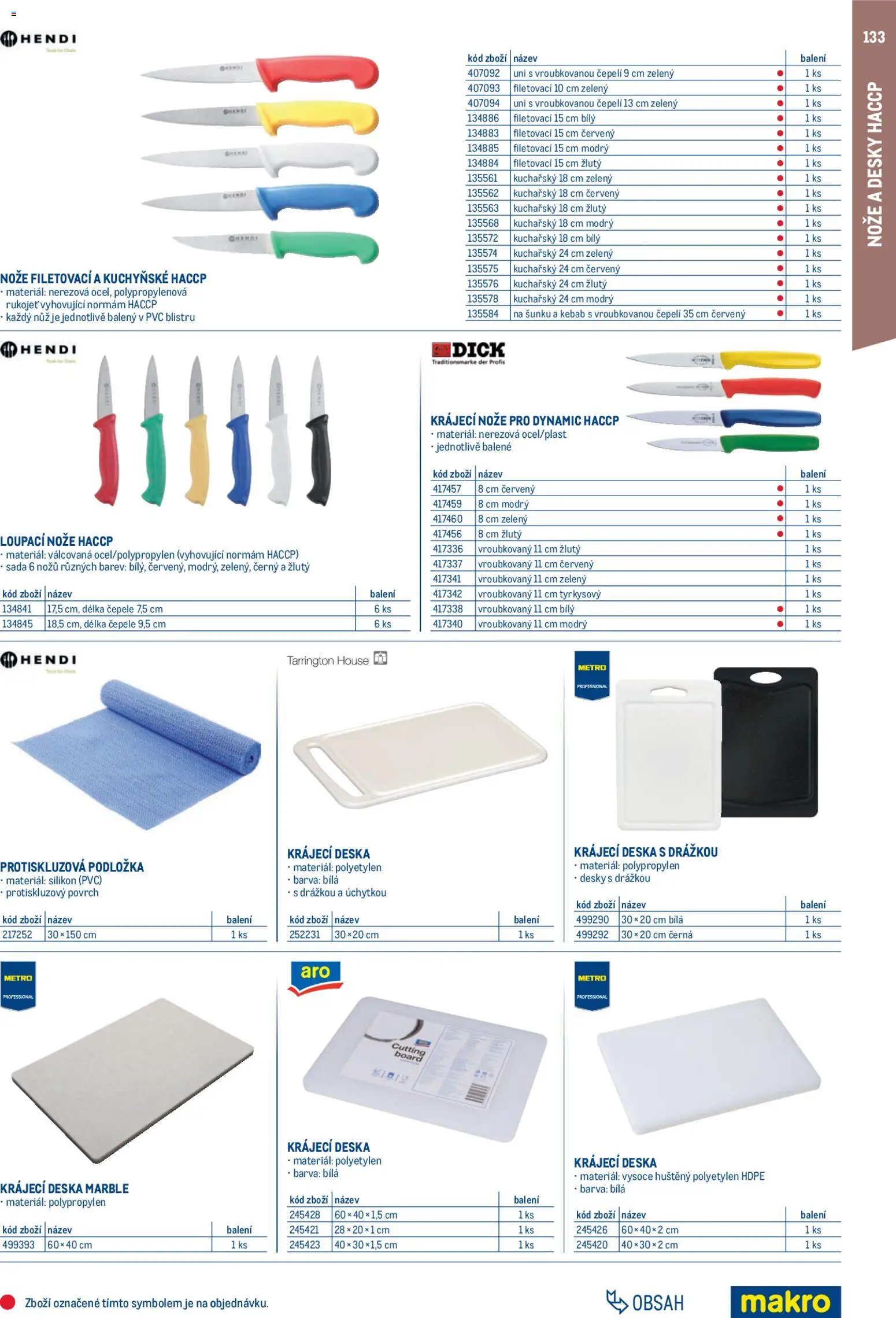 Makro leták - Gastro vybavení a zařízení od 01.02.2026 | Strana: 133 | Produkty: Protiskluzová podložka, Nože, Kebab, Nůž