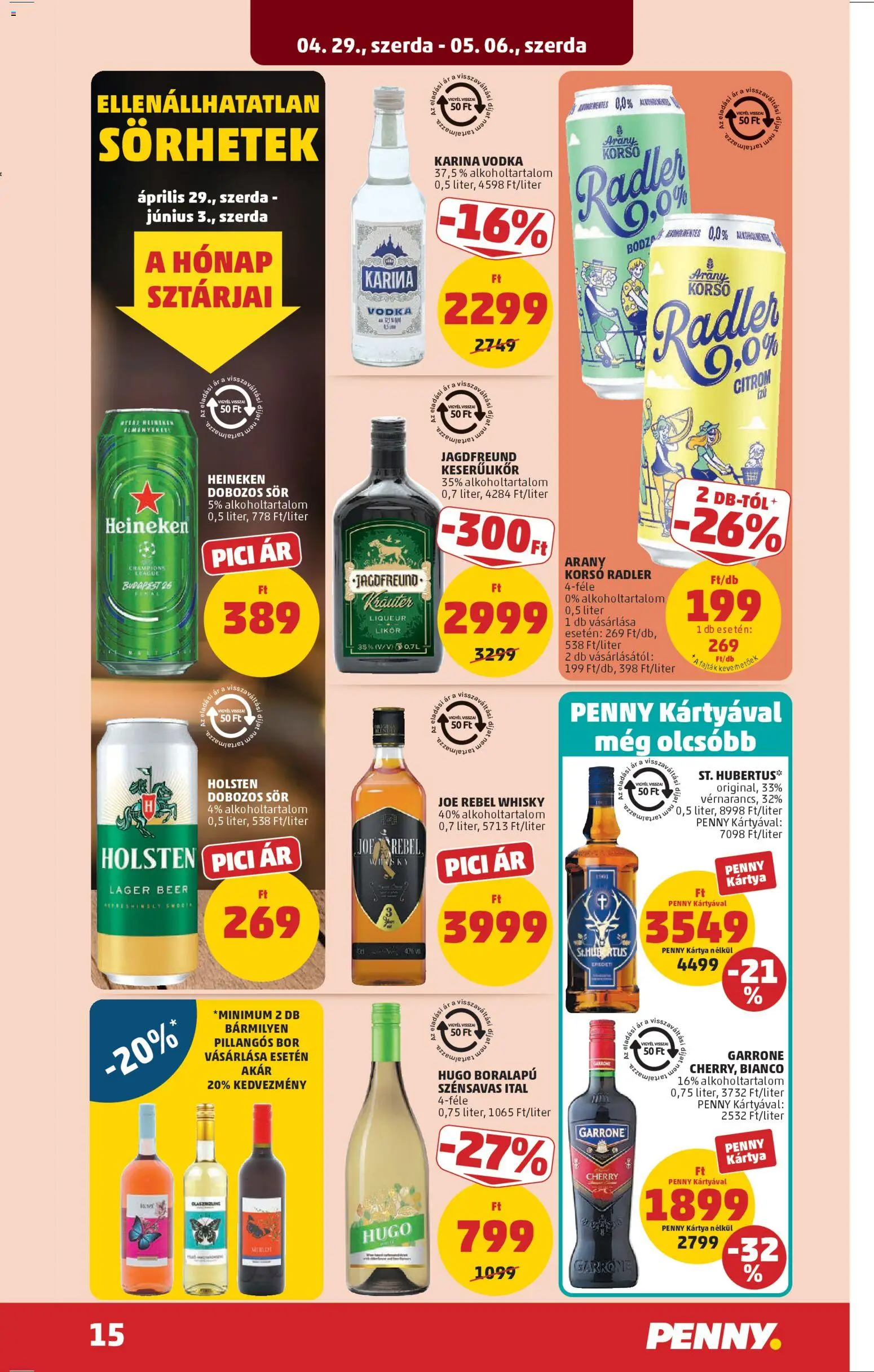 PENNY akciós ujság - amely érvényes a következő dátumtól: 29.04.2026 | Oldal: 19 | Termékek: Radler, Likőr, Vodka, Citrom