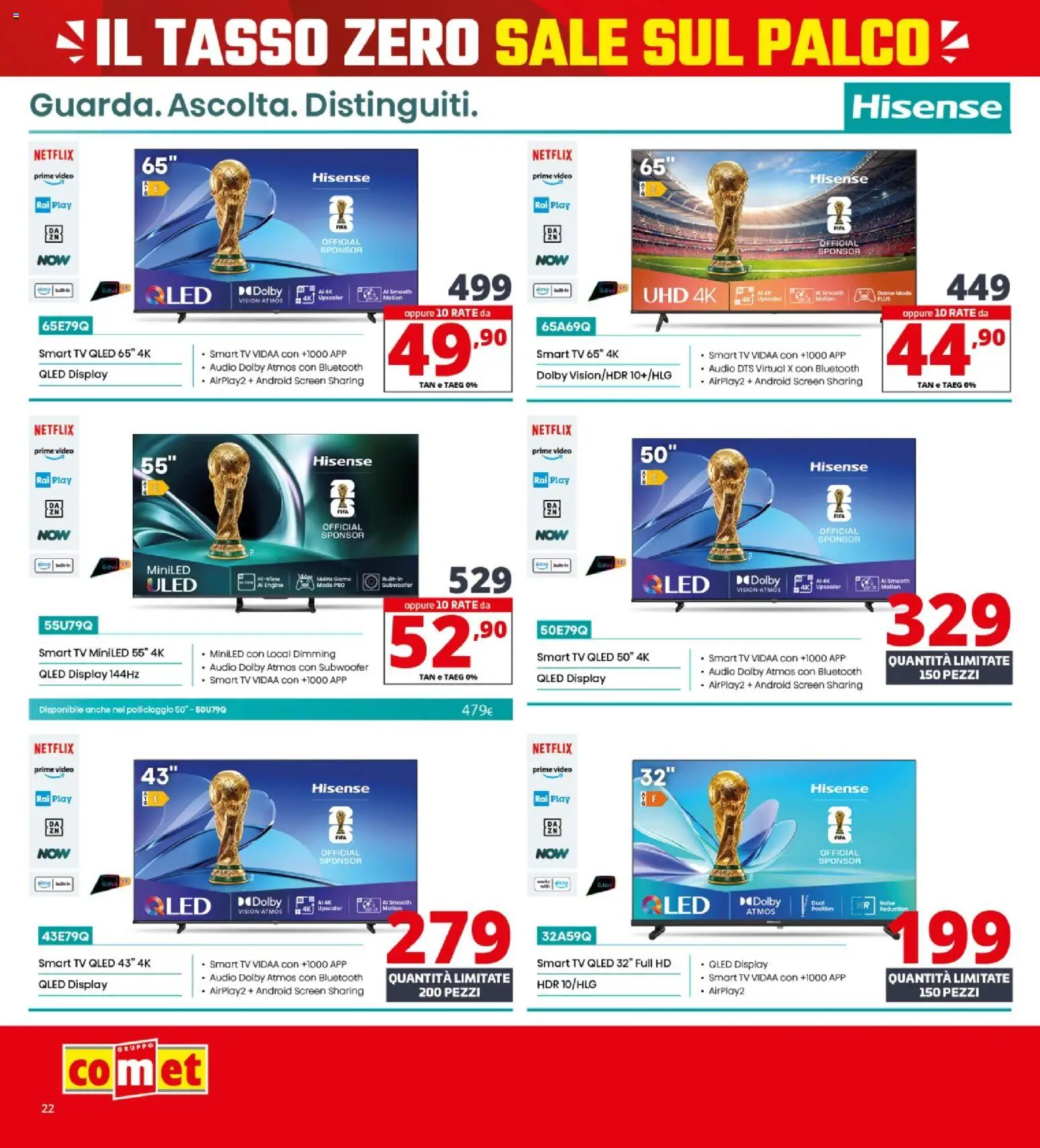 Volantino Comet del 19.02.2026 | Pagina: 22 | Prodotti: smart TV, Sale, TV, Video