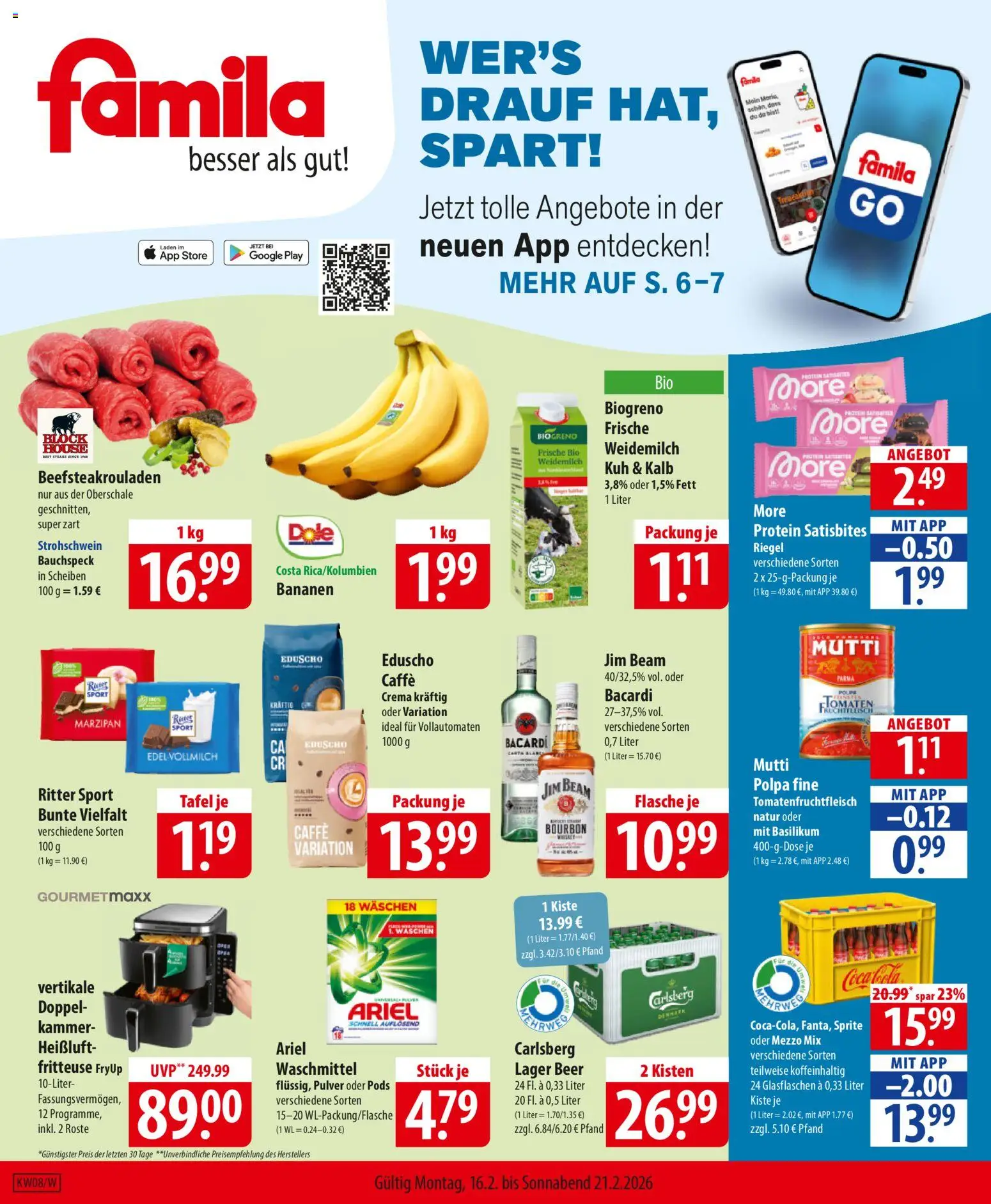 Famila Prospekt 	 – gültig ab 16.02.2026 | Seite: 1 | Produkte: Jim beam, Mezzo mix, Sprite, Ritter sport