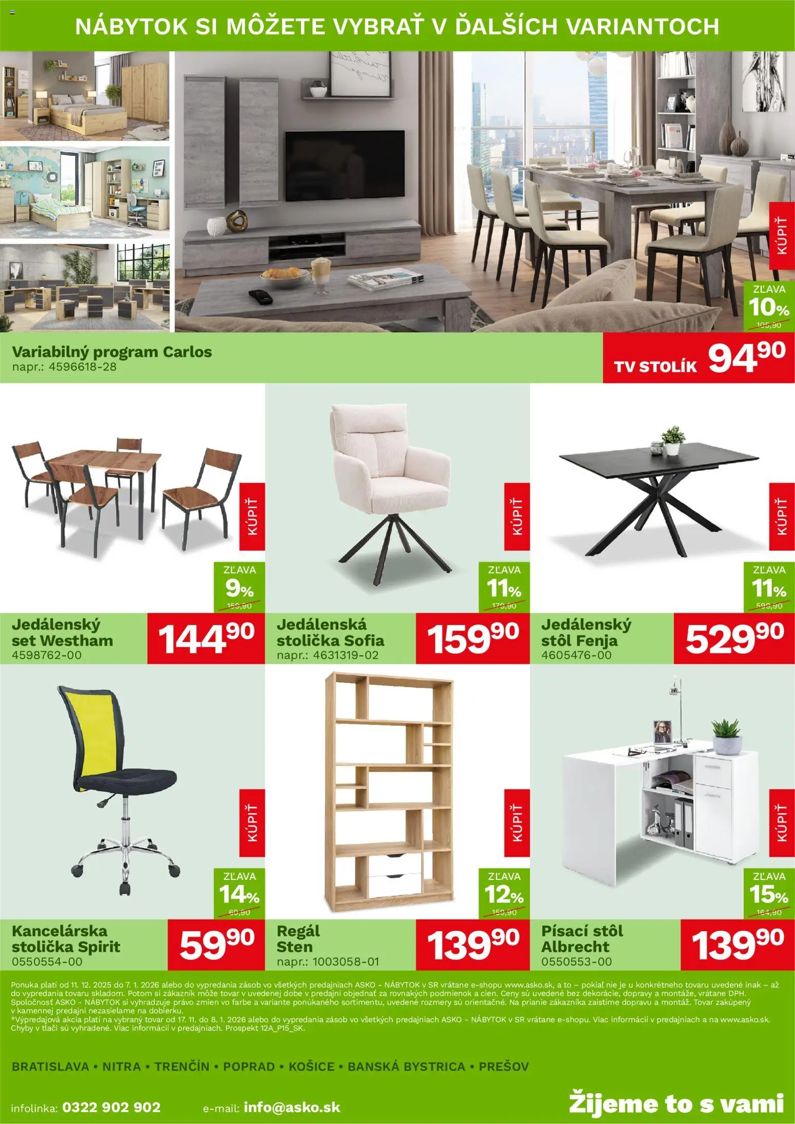 Nové ASKO nábytok akcie – leták je platný od 11.12.2025 | Strana: 4 | Produkty: Nábytok, Kancelárska stolička, Tv, Tv stolik
