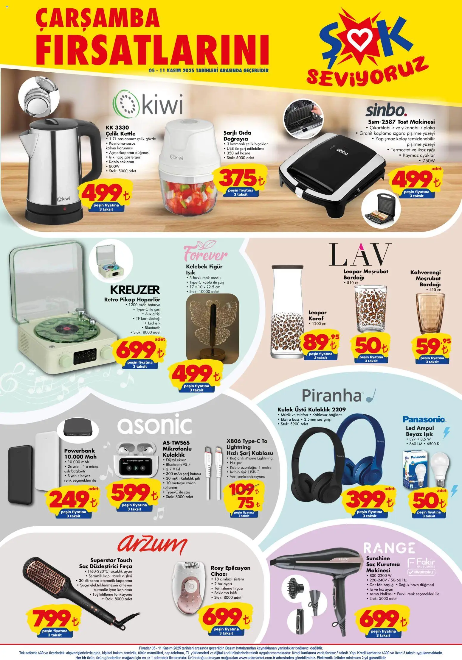 Şok Market Katalog - 05.11.2025 tarihinden itibaren geçerlidir | Sayfa: 3 | Ürünler: Tost makinesi, Bağlayıcı, Izgara, USB bağlantı