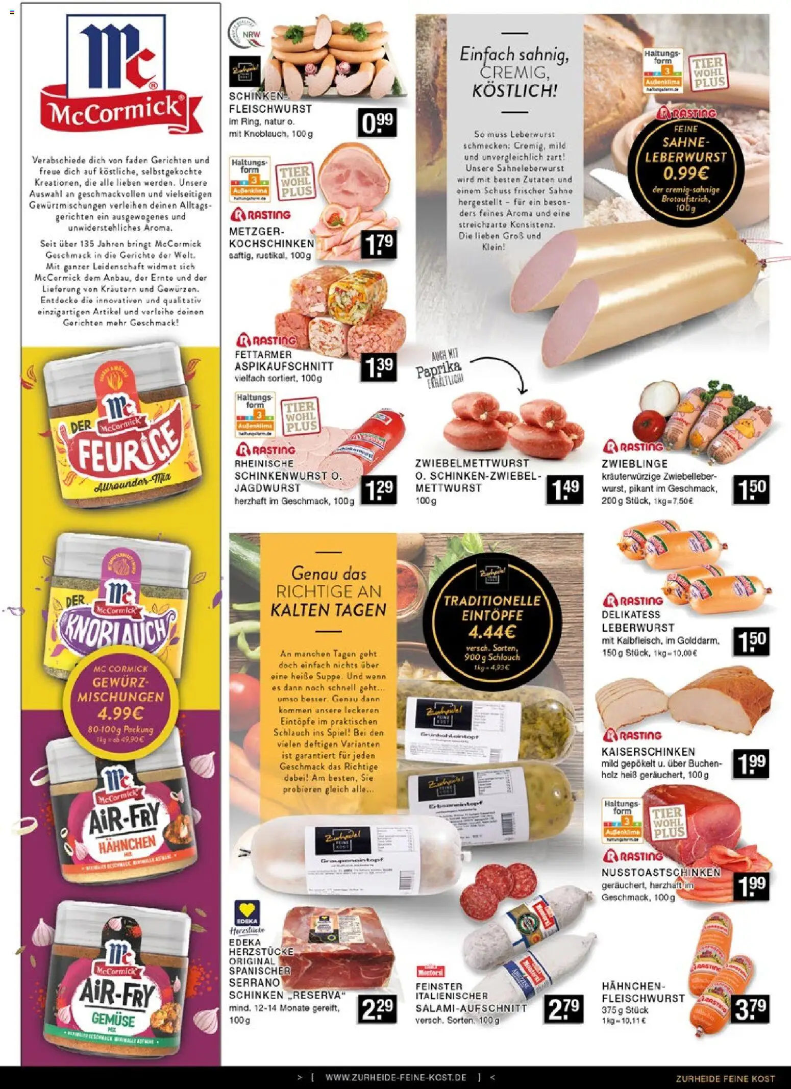 Edeka Zurheide Prospekt 	 – gültig ab 03.11.2025 | Seite: 3 | Produkte: Spiel, Hahnchen, Gemüse, Schinken