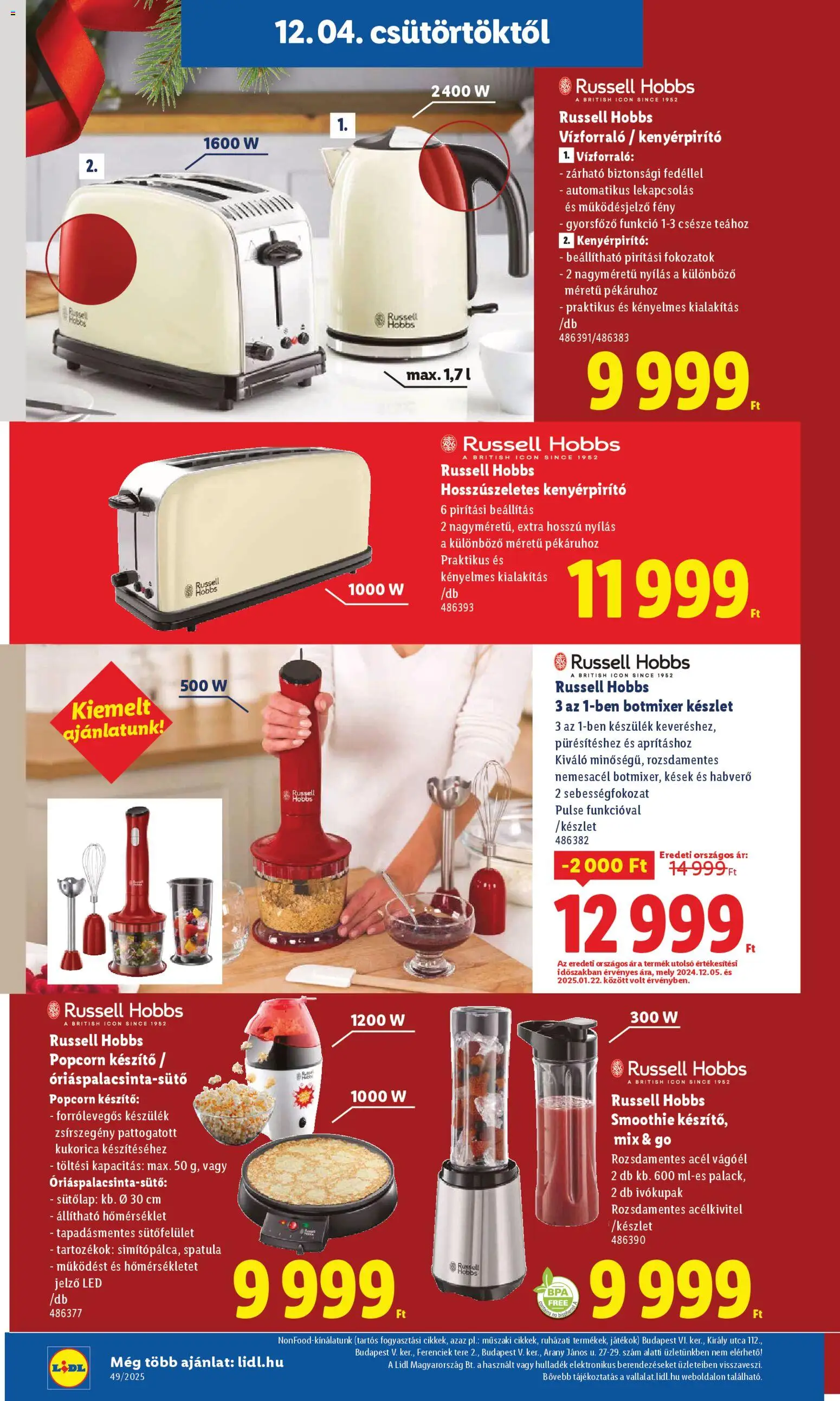 Lidl akciós ujság - amely érvényes a következő dátumtól: 04.12.2025 | Oldal: 16 | Termékek: Botmixer, Vízforraló, Habverő, Játékok