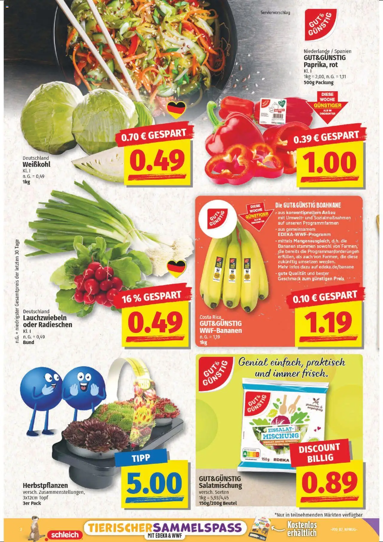 NP Discount Prospekt 	 – gültig ab 22.09.2025 | Seite: 2 | Produkte: Bananen, Eissalat