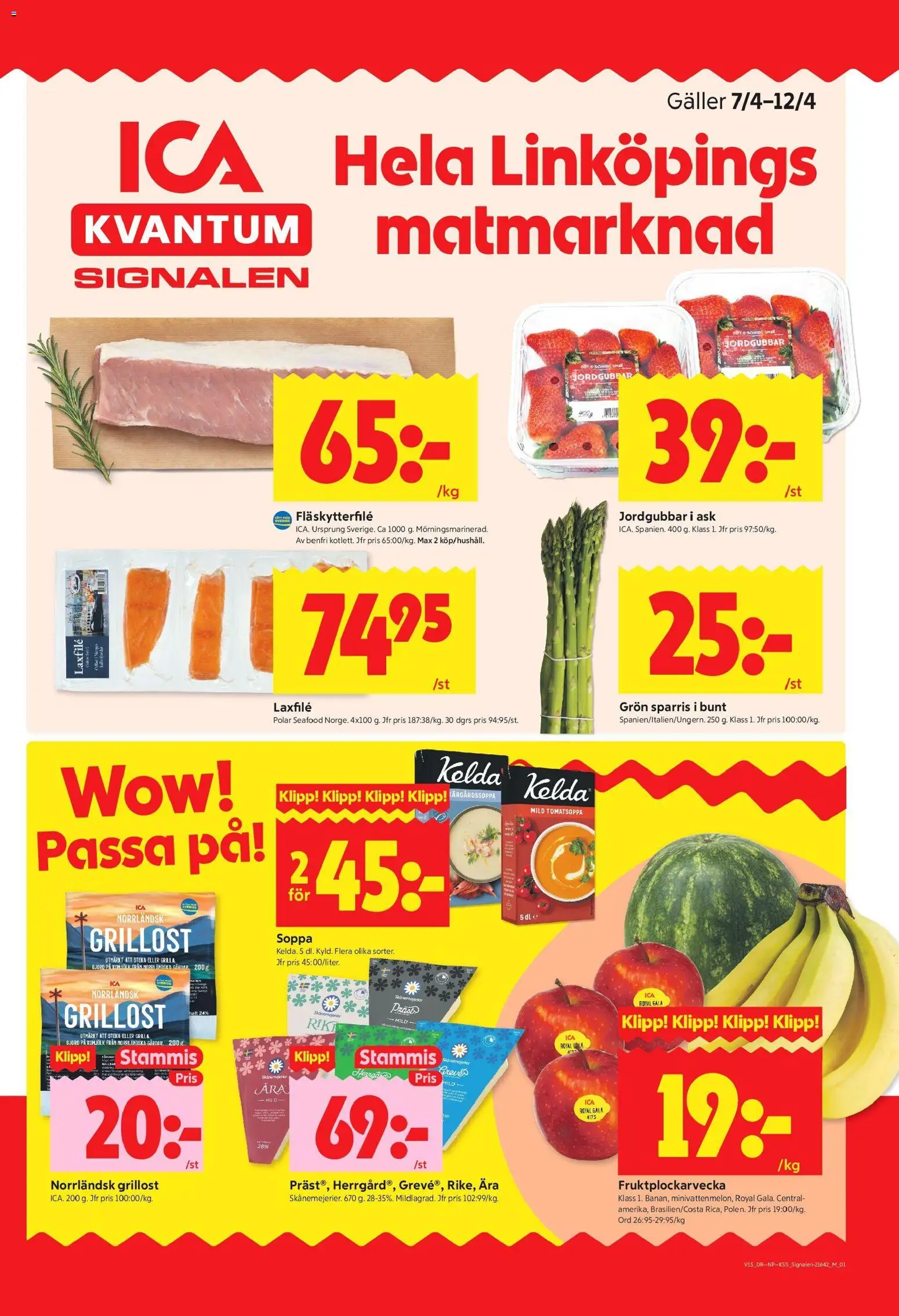 ICA Kvantum reklamblad aktuell från 06.04.2026 | Sida: 1 | Produkter: Jord, Grillost, Galler, Jordgubbar