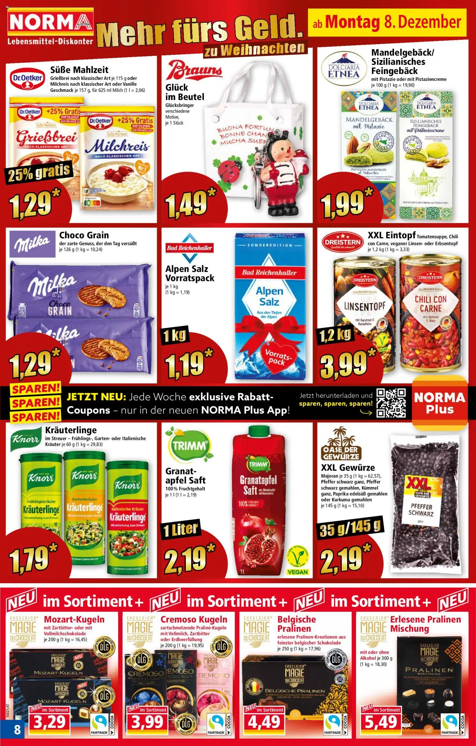 Norma Flugblatt gültig ab 08.12.2025 | Seite: 8 | Produkte: Rizsliszt, Salz, Chili, Bad