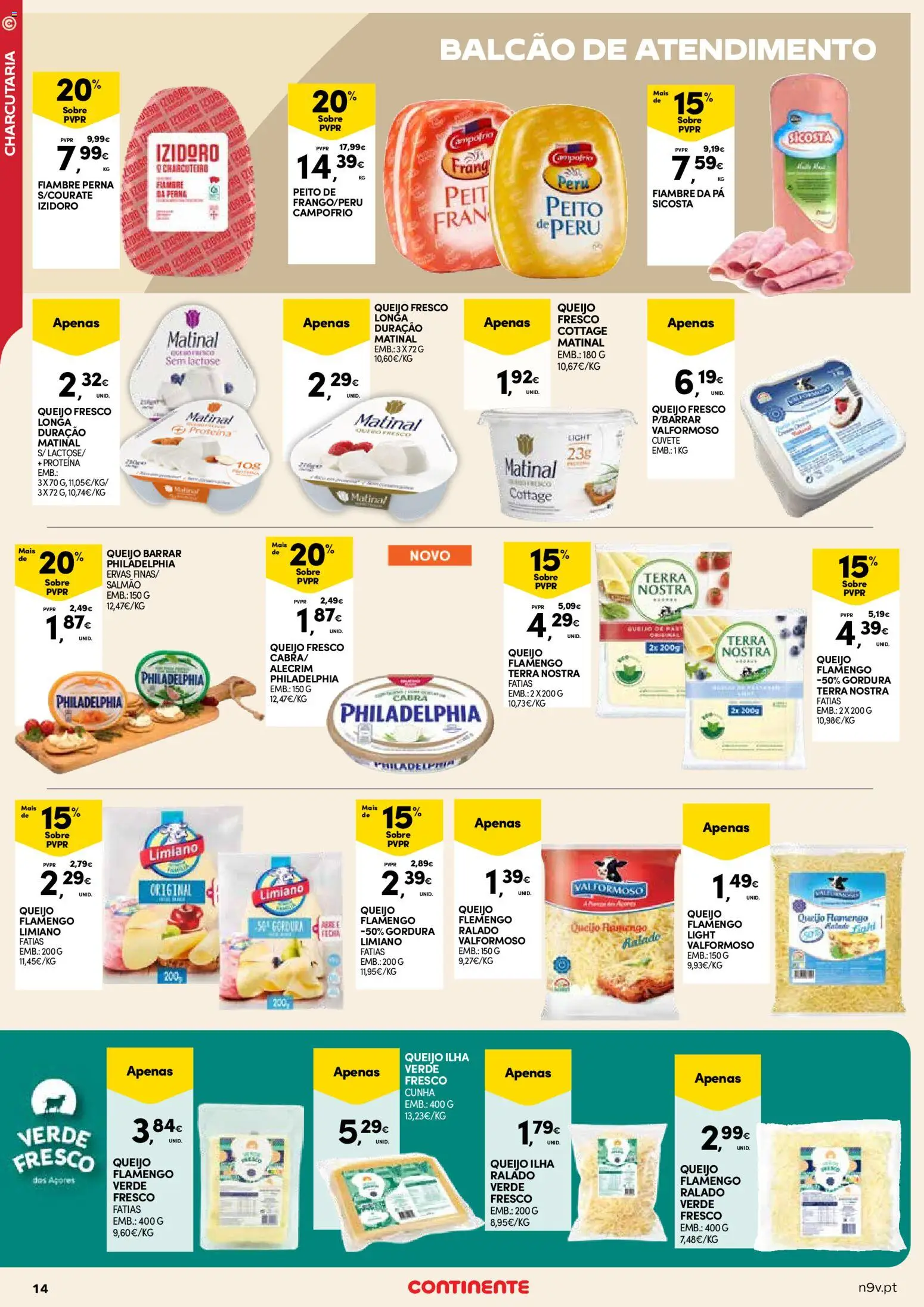 Continente - Açores: Natal │ válido de 11.12.2025 | Página: 14 | Produtos: Peito de peru, Peru, Queijo, Proteina