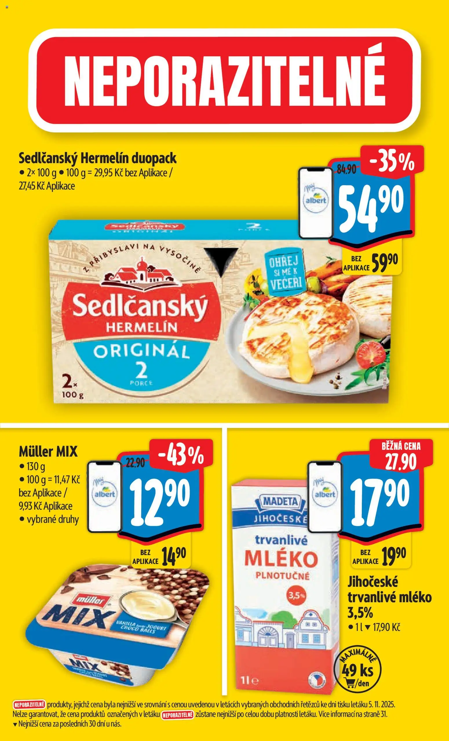 Albert Black Friday od 12.11.2025 | Strana: 3 | Produkty: Sedlčanský Hermelín, Mléko, Jogurt, Hermelín