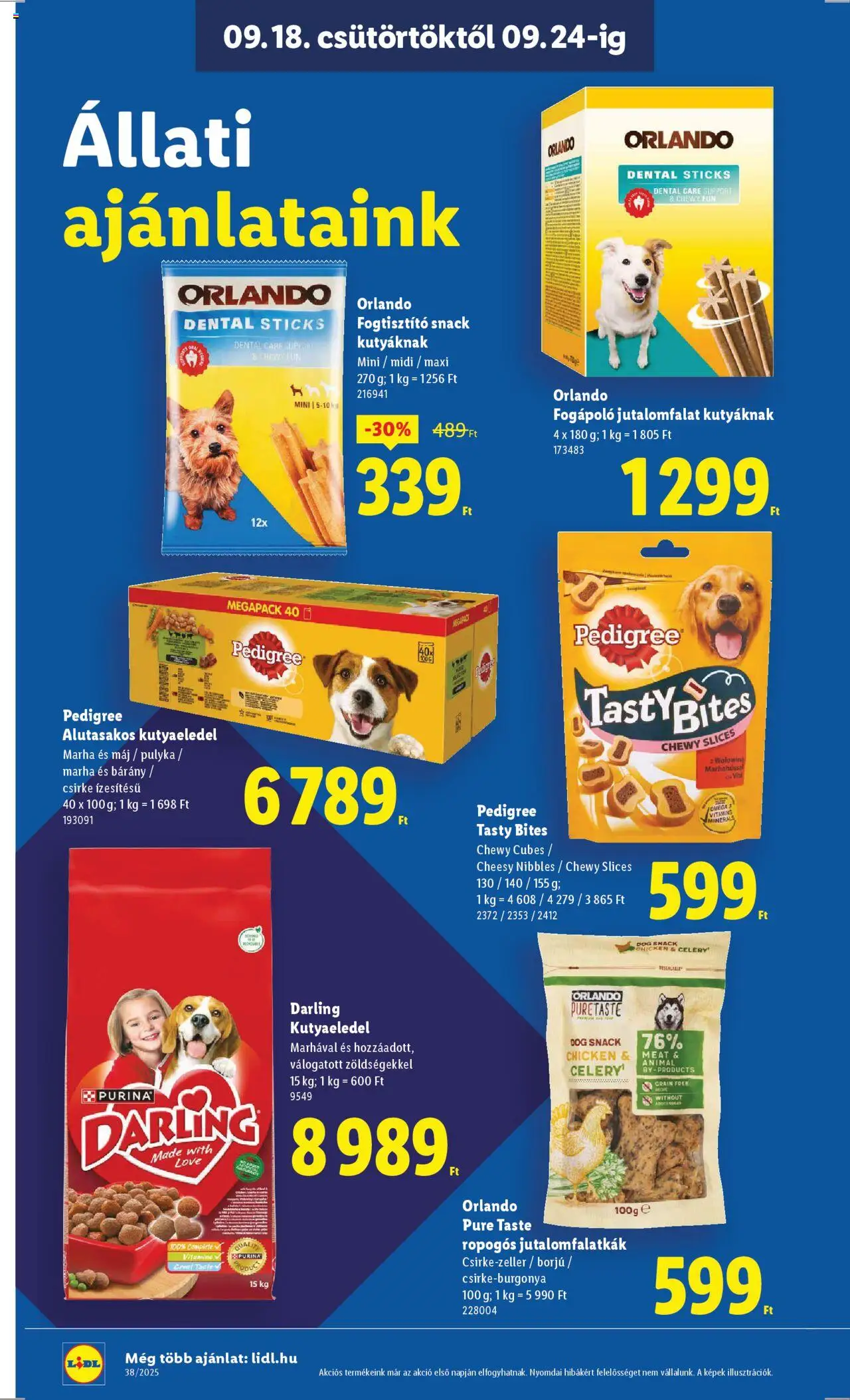 Lidl akciós ujság - amely érvényes a következő dátumtól: 18.09.2025 | Oldal: 28 | Termékek: Kutyaeledel
