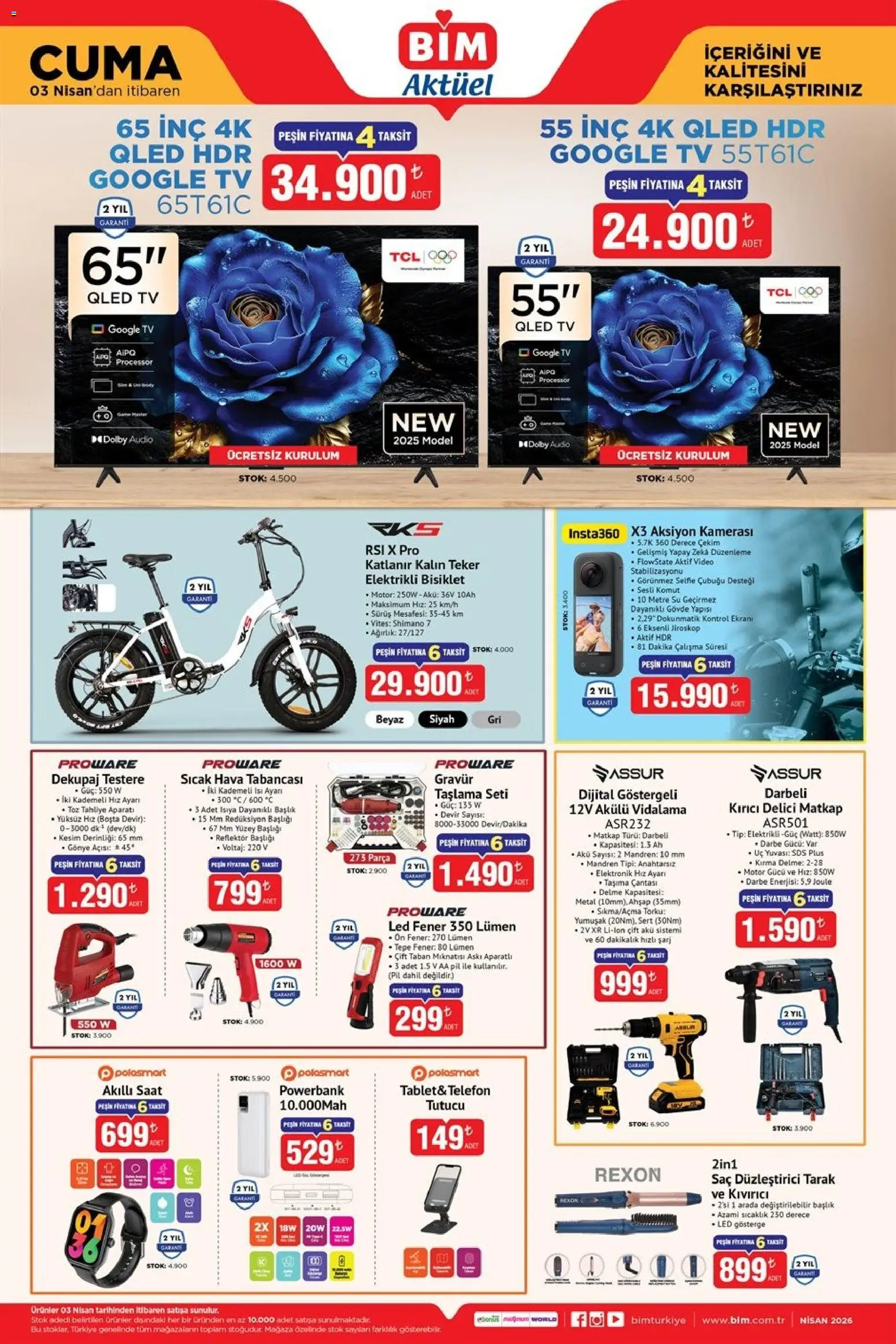 BİM - Katalog Cuma - 03.04.2026 tarihinden itibaren geçerlidir | Sayfa: 2 | Ürünler: Saç düzleştirici, Askı, Telefon, Video