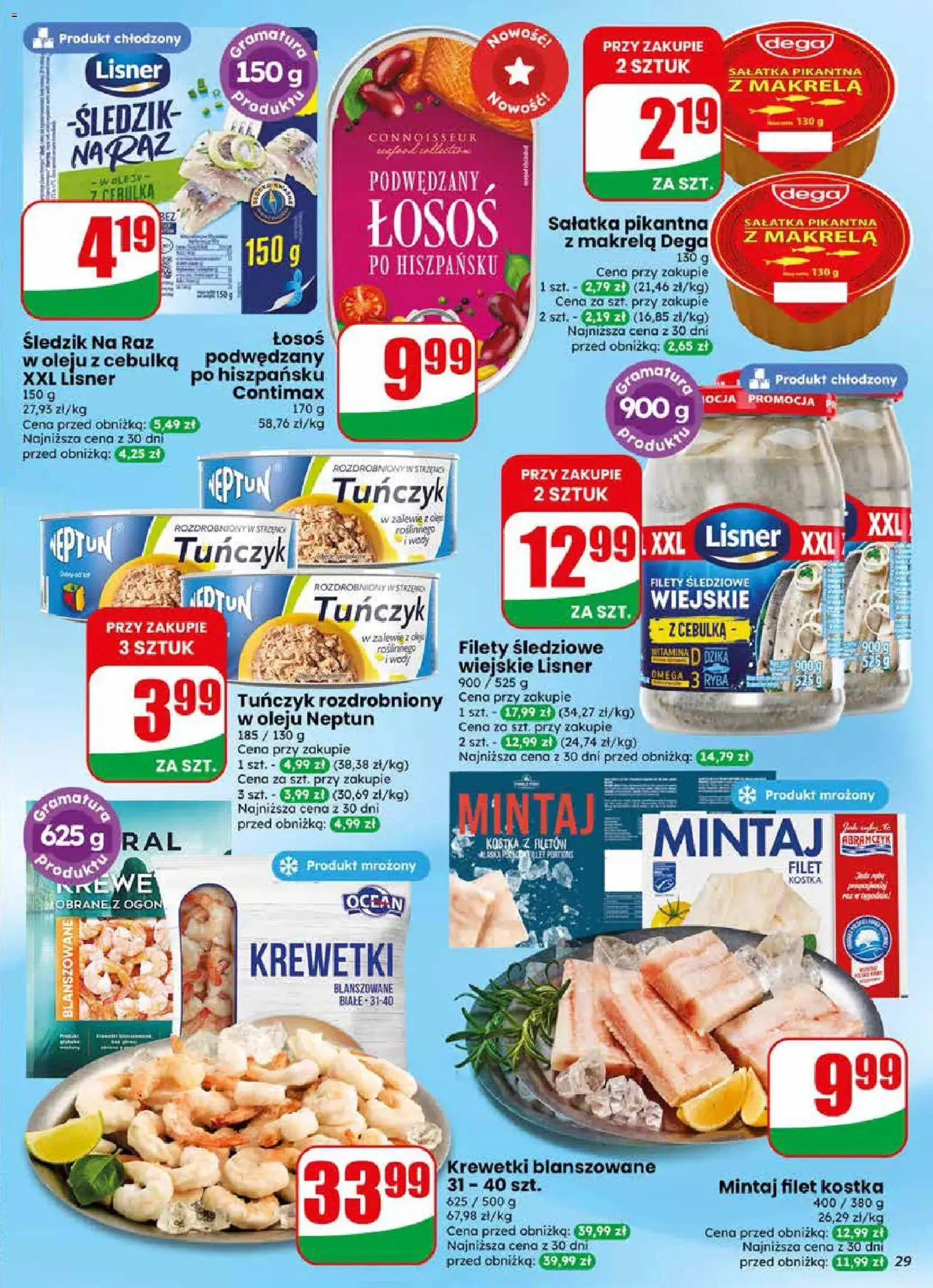 Dino gazetka od 22.04.2026 | Strona: 29 | Produkty: Mintaj kostka, Mintaj, Makrela, Sałatka