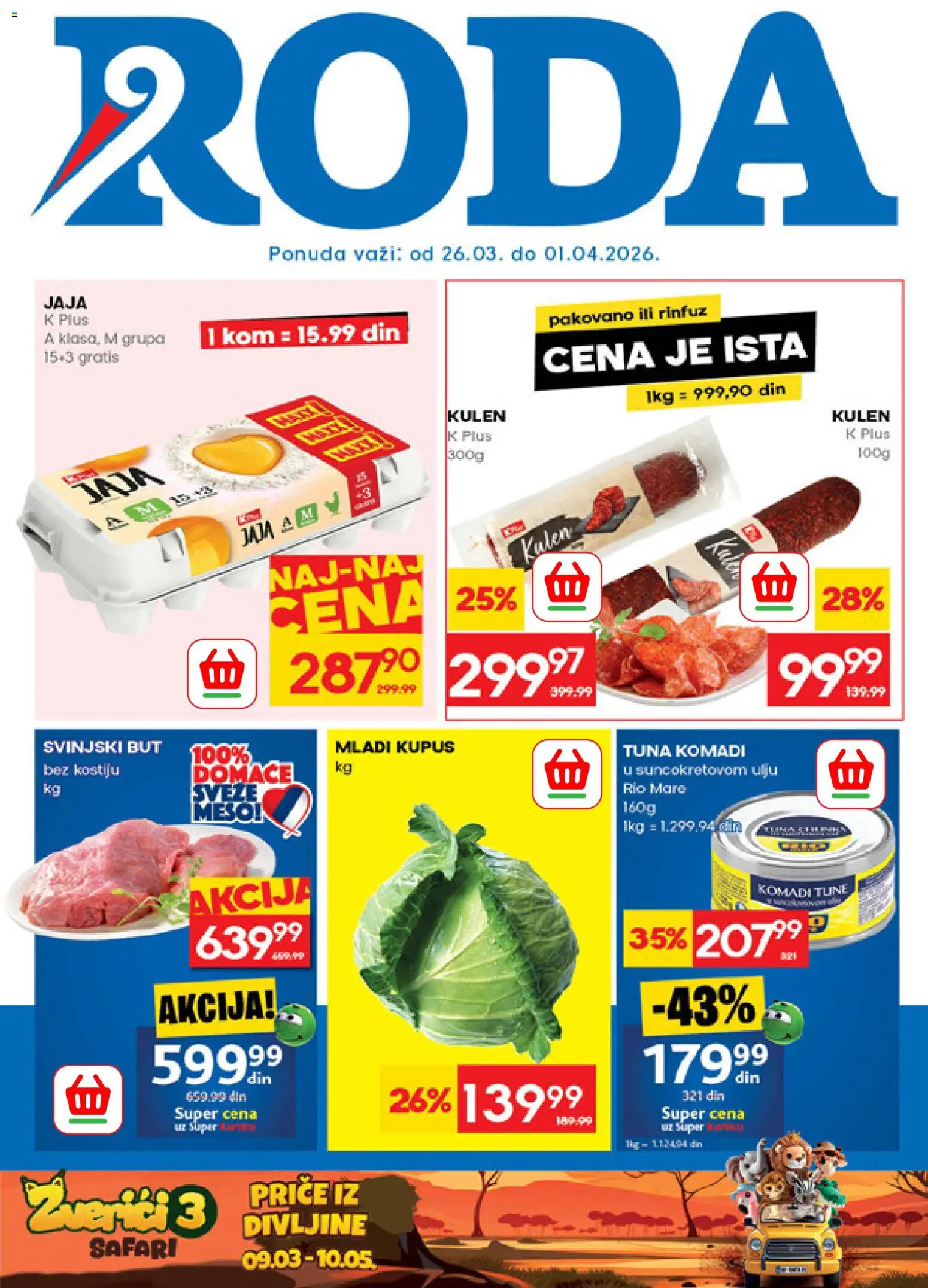 Roda katalog - važi od 26.03.2026 | Strana: 1 | Proizvode: Kulen, Rio mare, Jaja, Svinjski but