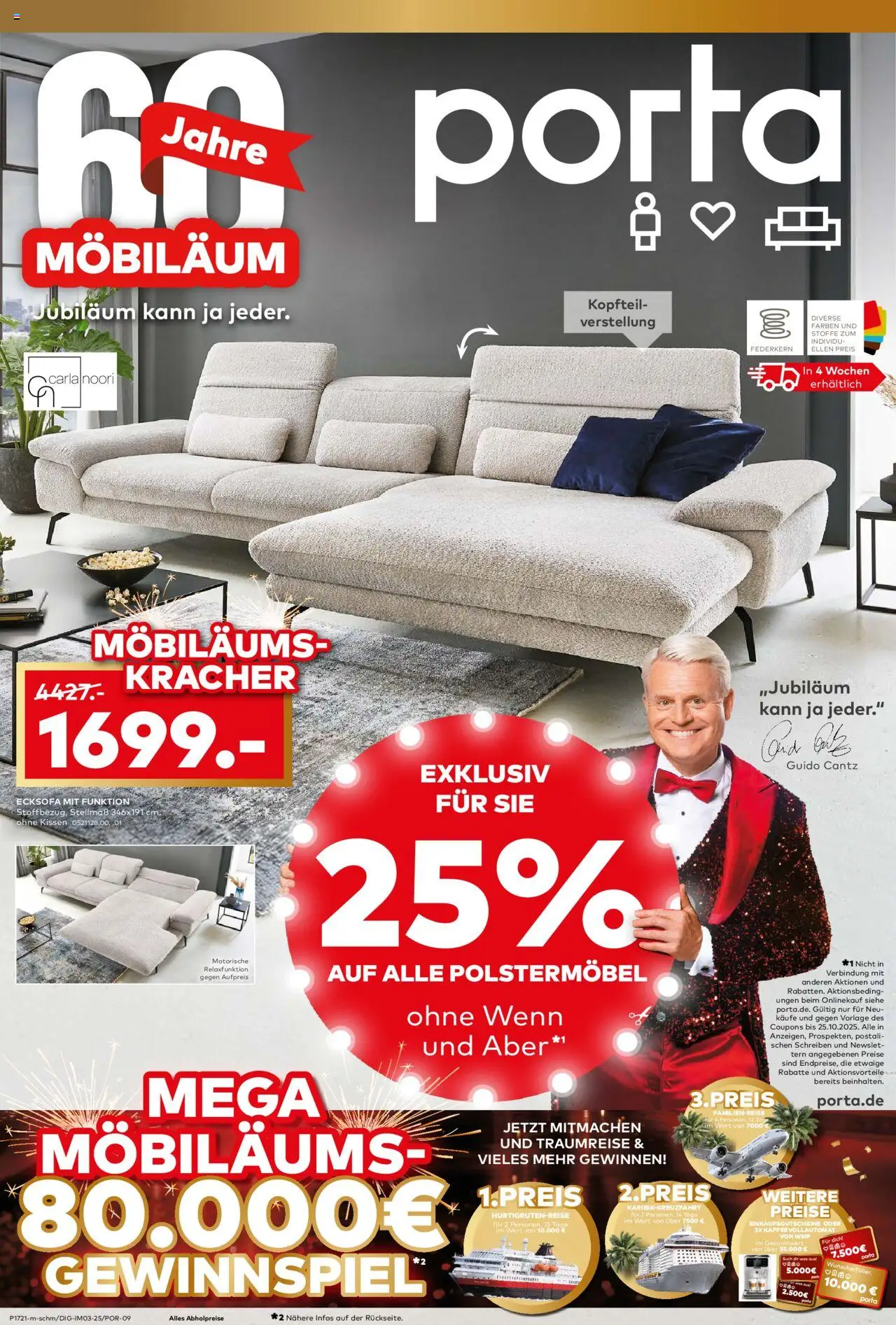 Porta! Prospekt  Aachen – gültig ab 19.10.2025 | Seite: 1 | Produkte: Ecksofa, Kissen, Kaffeevollautomat