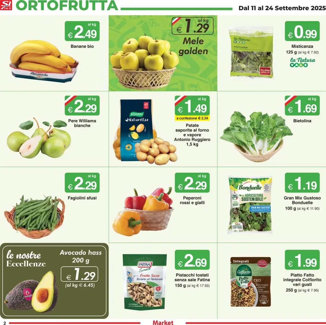 Volantino Sì con Te del 11.09.2025 | Pagina: 2 | Prodotti: Avocado, Patate, Sale, Piatto