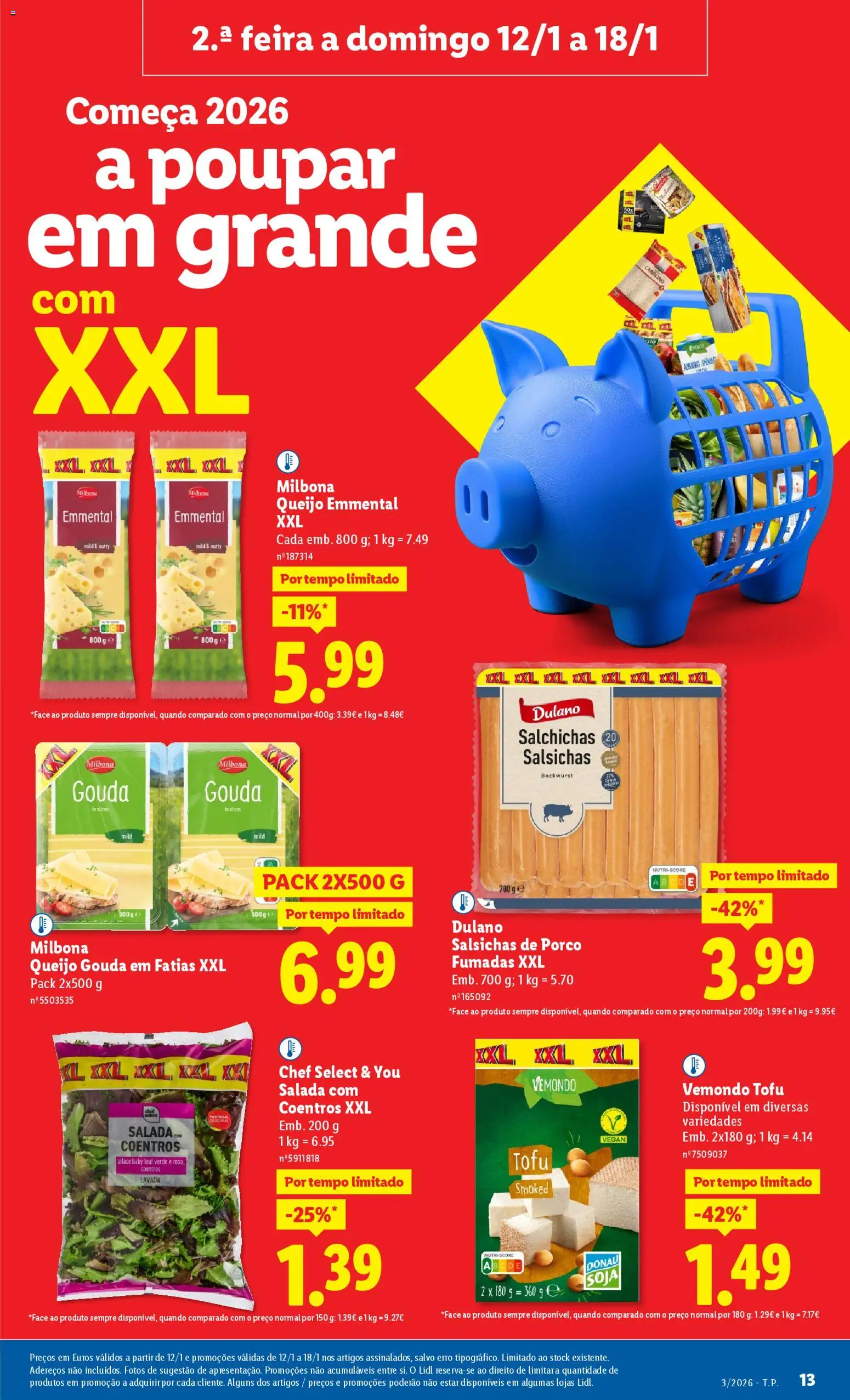 Lidl folheto │ válido de 12.01.2026 | Página: 13 | Produtos: Soja, Queijo, Salada, Alface