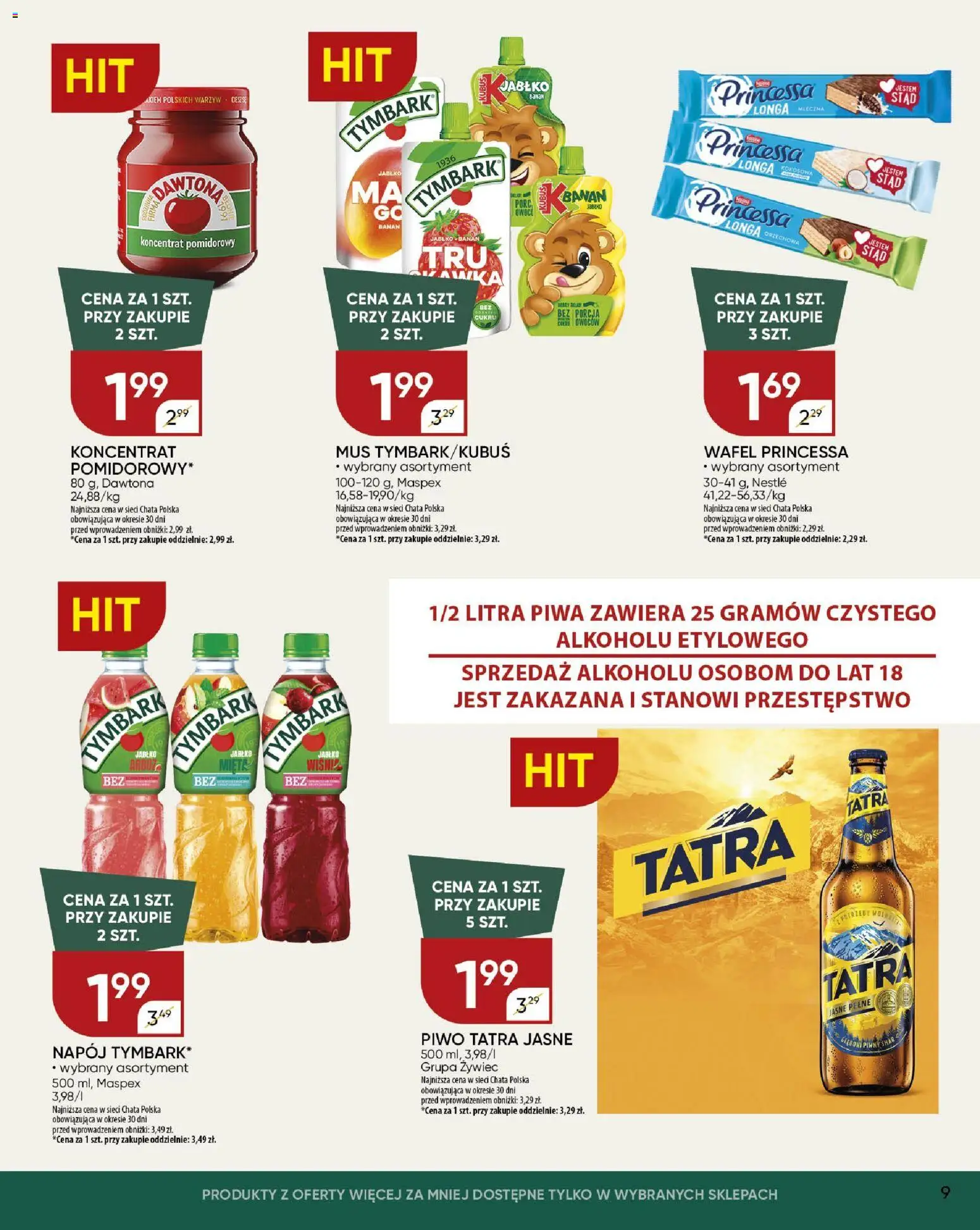 Chata Polska - Gazetka od 06.11.2025 | Strona: 9 | Produkty: Koncentrat pomidorowy, Mięta, Piwo, Banan