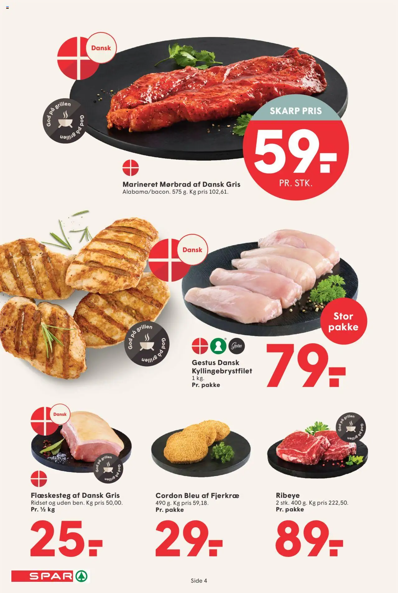 Spar Tilbudsavis gyldig fra 01.08.2025 | Side: 4 | Produkter: Flæskesteg, Grill