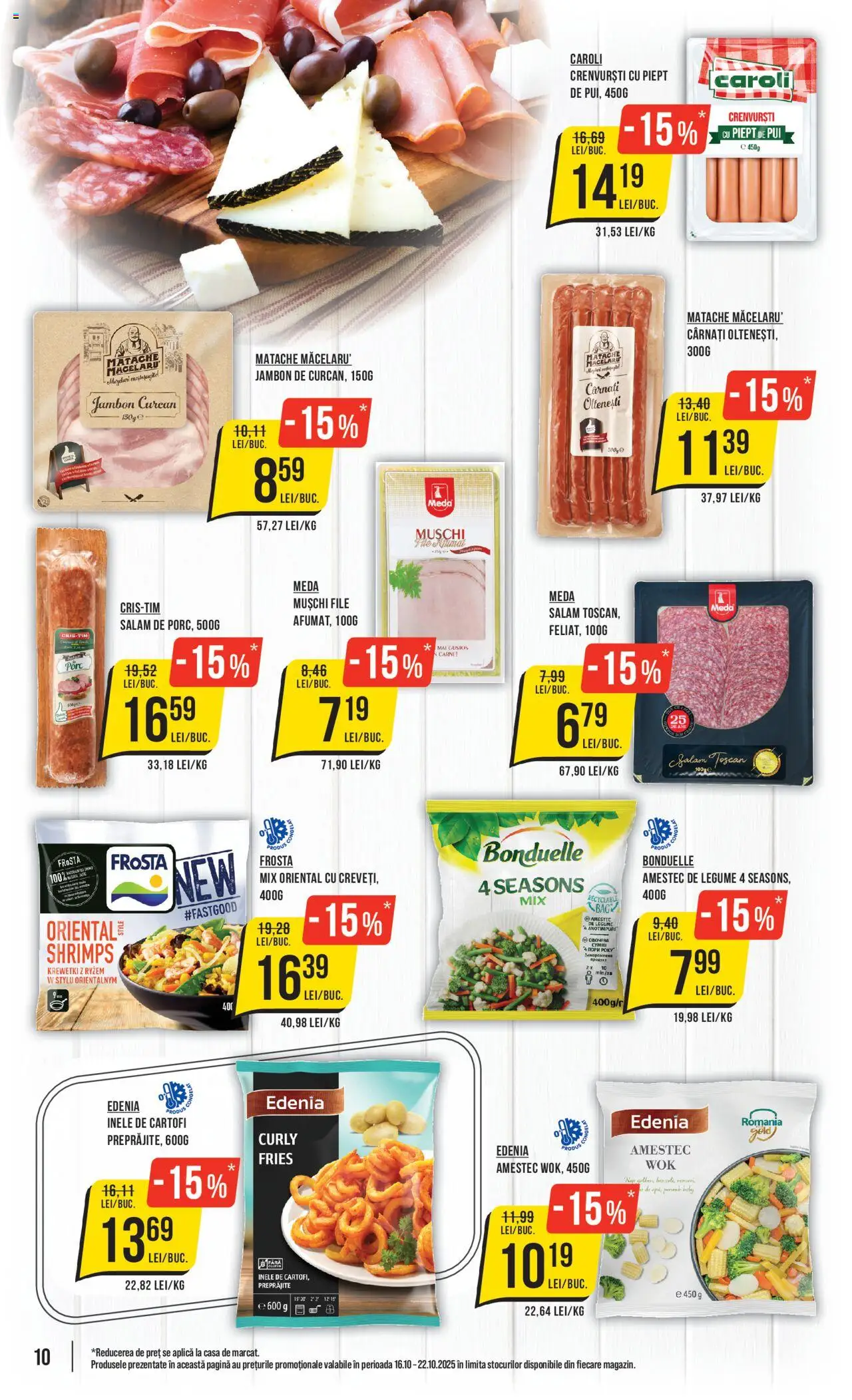 Noul catalog Mega Image – valabil de la 16.10.2025 | Pagină: 10 | Produse: Crenvurști, Salam, Legume, Cârnați