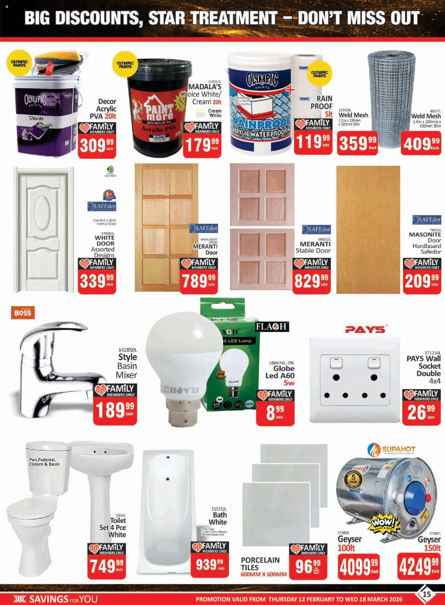 New KIT KAT Cash & Carry catalogue – valid from 12.02.2026 | Page: 15 | Products: Mixer, Paint, Lamp, Cistern