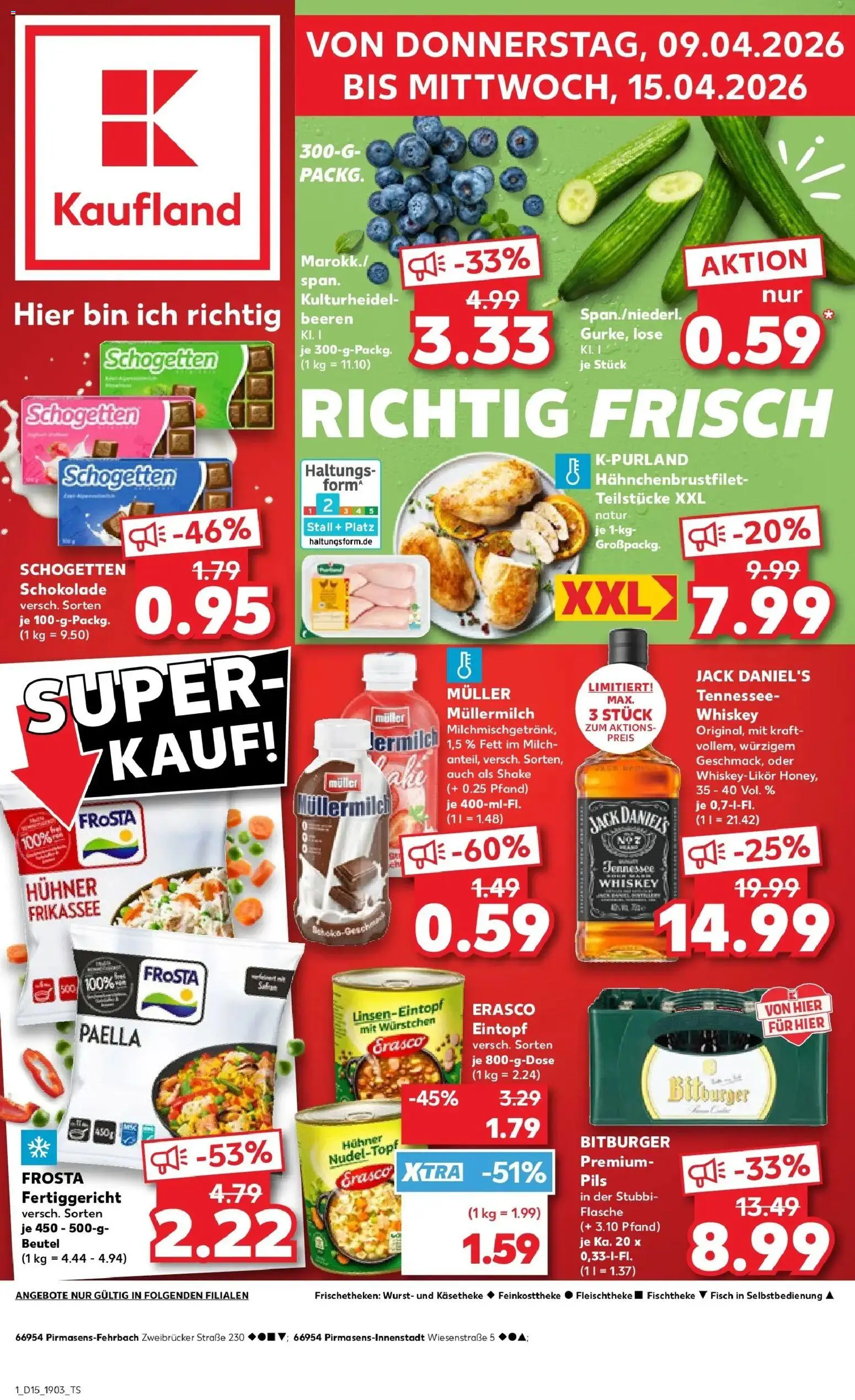 Kaufland Prospekt Pirmasens	 – gültig ab 08.04.2026 | Seite: 1 | Produkte: Schokolade, Pils, Fisch, Wurst