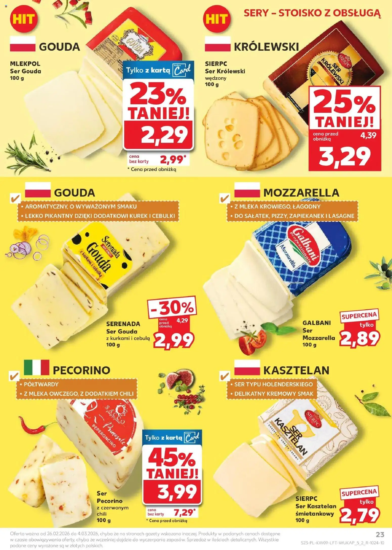 Kaufland gazetka od 26.02.2026 | Strona: 23 | Produkty: Chili, Karta, Sery, Ser gouda
