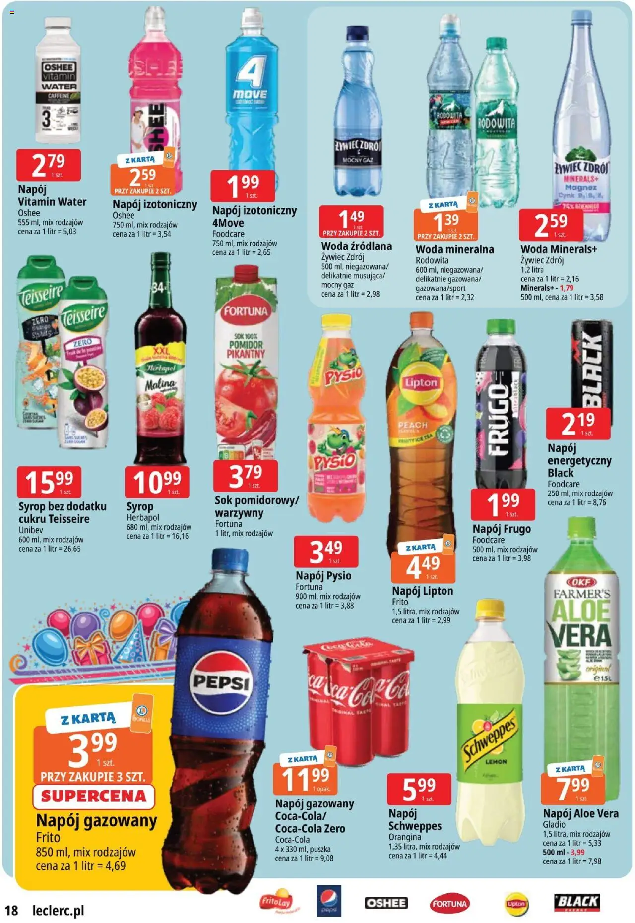E.Leclerc Gazetka - Zielona Góra od 07.10.2025 | Strona: 18 | Produkty: Malina, Woda źródlana, Pepsi, Woda