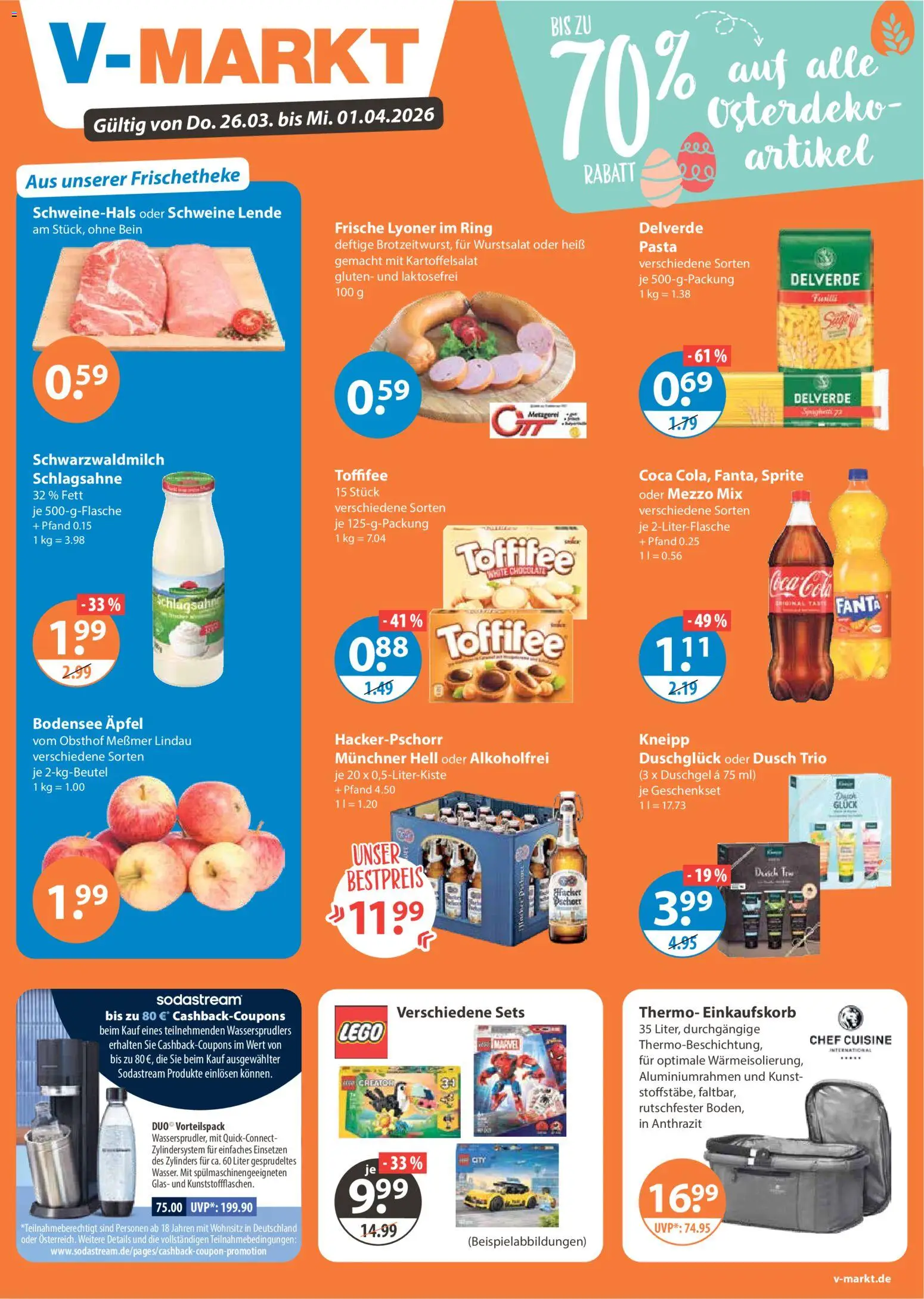 V-Markt Angebote – gültig ab 26.03.2026 | Seite: 1 | Produkte: Mezzo mix, Coca cola, Schlagsahne, Toffifee