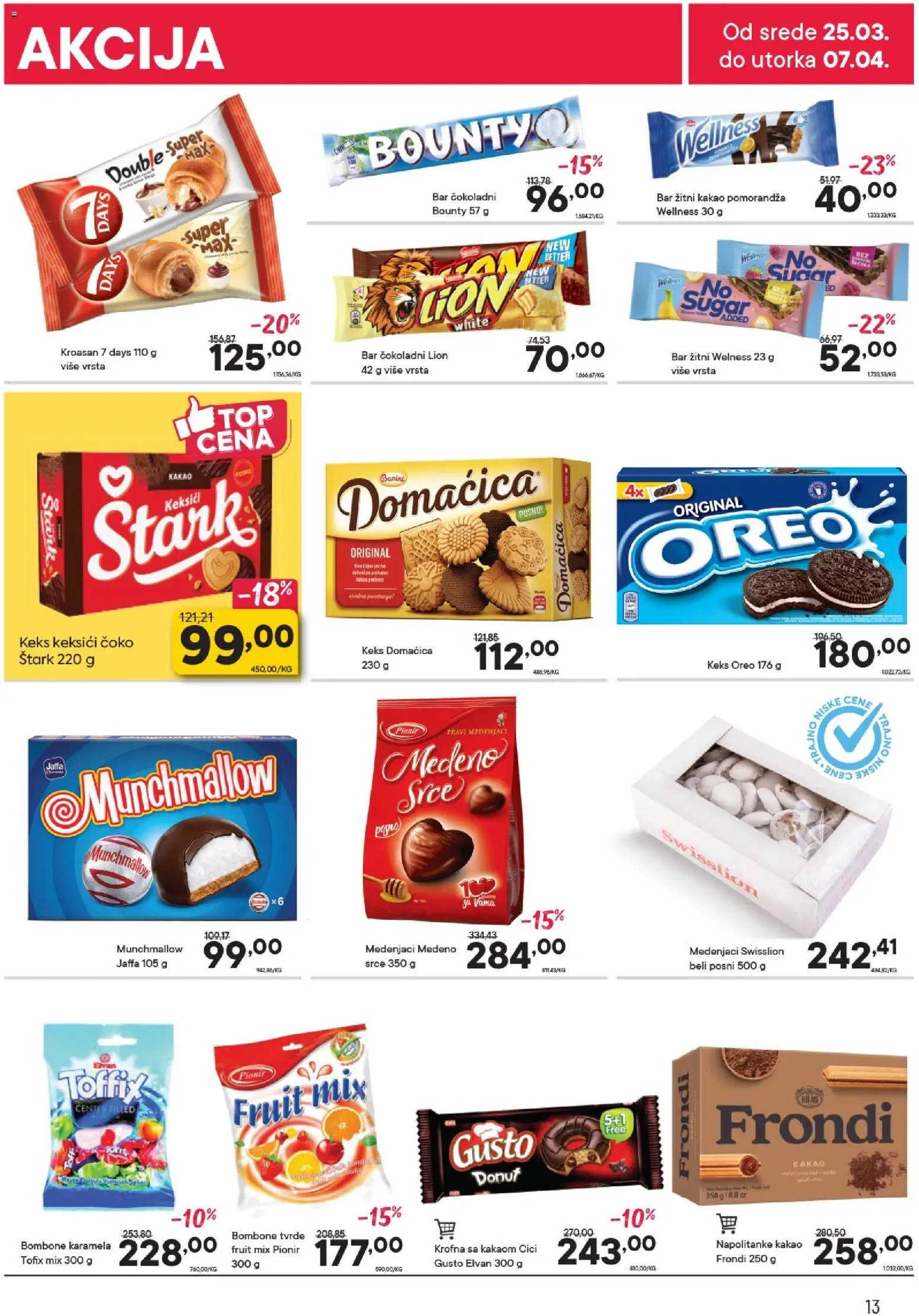 PerSu katalog - važi od 25.03.2026 | Strana: 13 | Proizvode: Munchmallow, Bounty, Pomorandza, Medenjaci