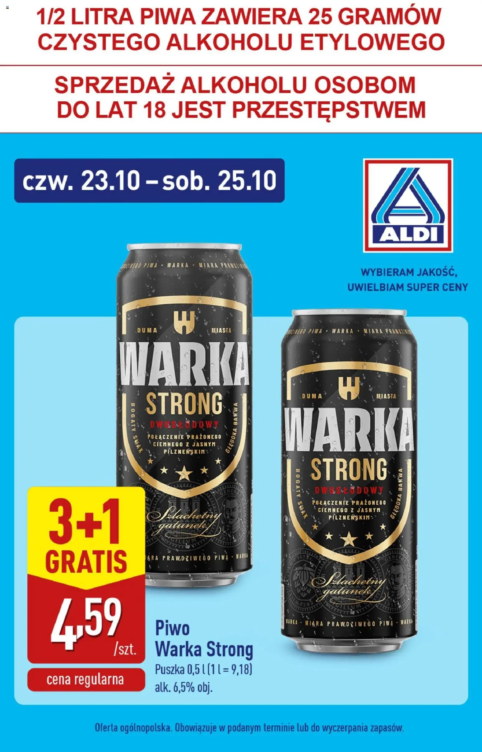 Aldi Gazetka - Super oferty na weekend od 23.10.2025 | Strona: 8 | Produkty: Warka, Piwo