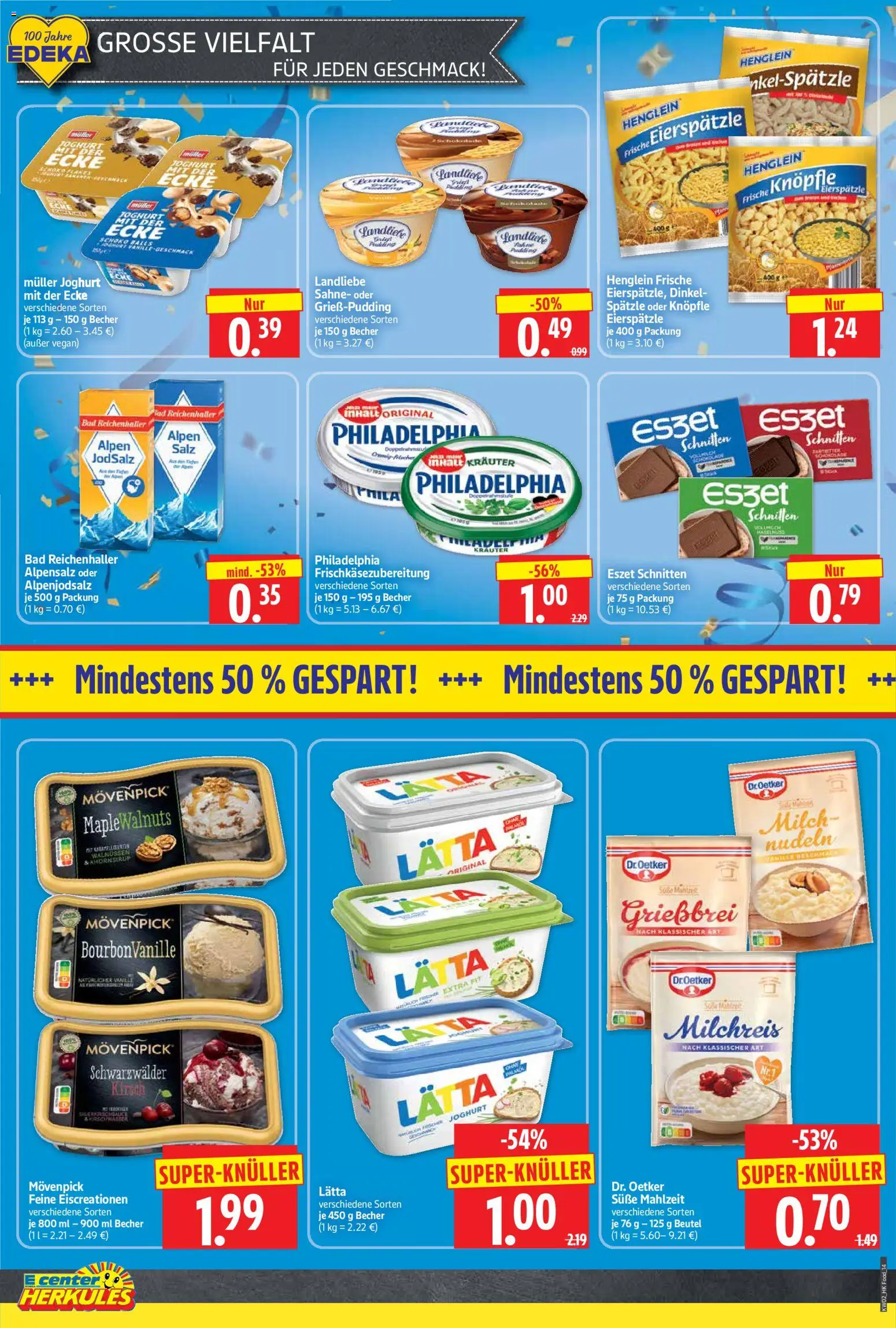 HERKULES Prospekt 	 – gültig ab 05.01.2026 | Seite: 14 | Produkte: Philadelphia, Salz, Lätta, Nudeln