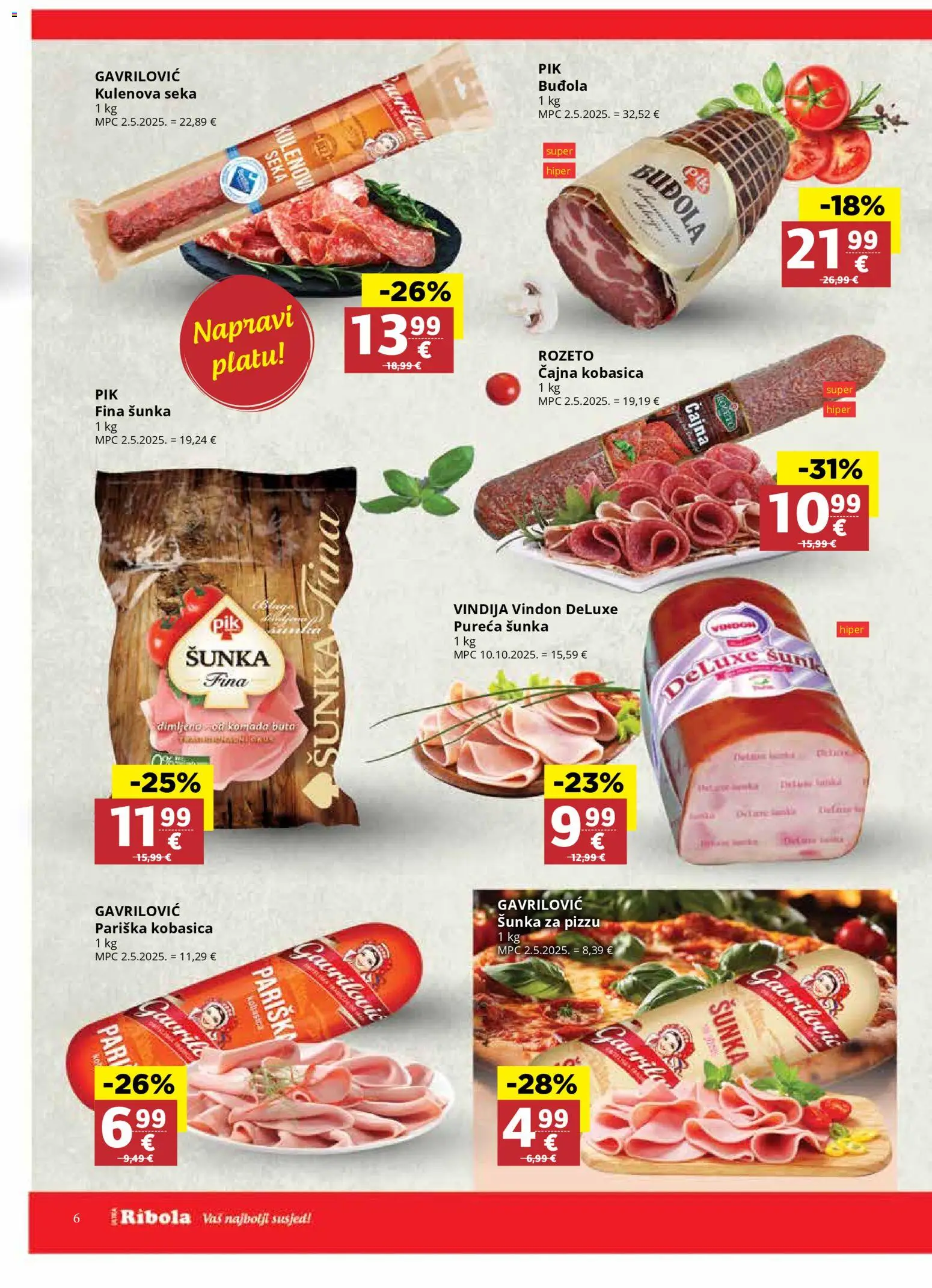 Ribola katalog | vrijedi od 28.01.2026 | Stranica: 6 | Proizvodi: Vindija, Šunka, Buđola, Kobasica
