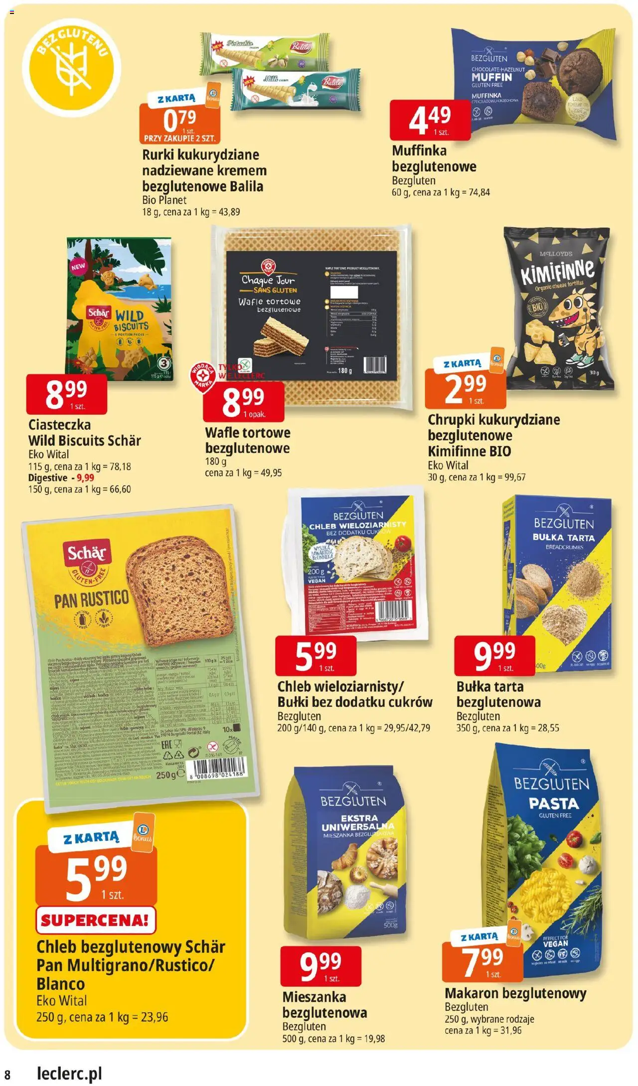 E.Leclerc Gazetka - Radom od 22.07.2025 | Strona: 8 | Produkty: Karta, Bułka tarta, Makaron, Ciasteczka