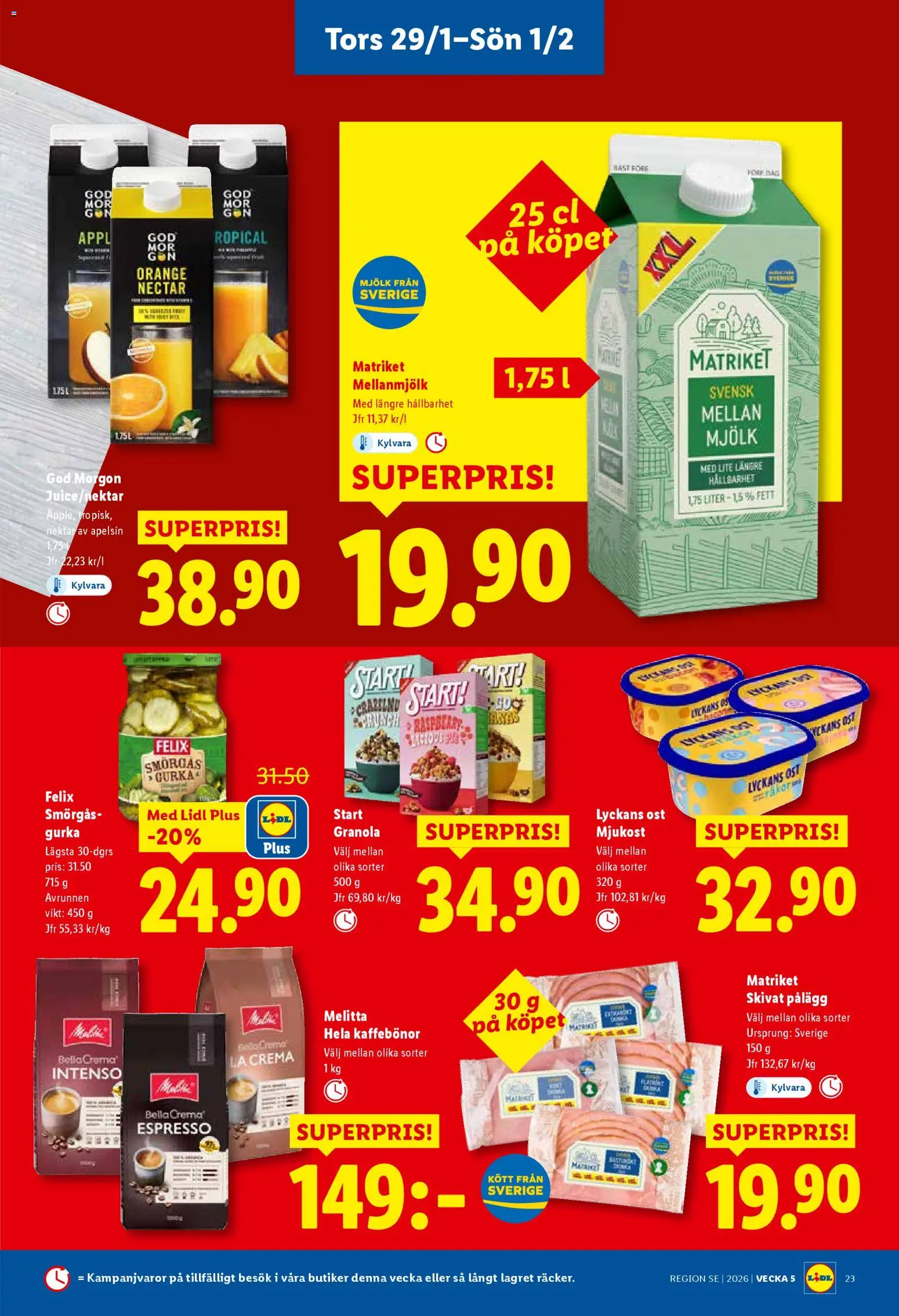Lidl reklamblad aktuell från 26.01.2026 | Sida: 27 | Produkter: Mjölk, Granola, Apelsin, Gurka